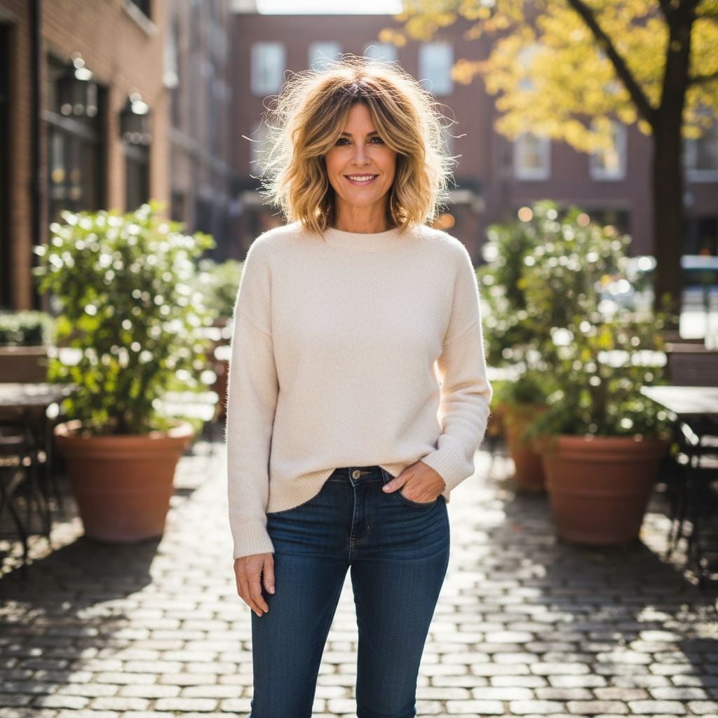 Tousled Lob Hairstyle for Women Over 45