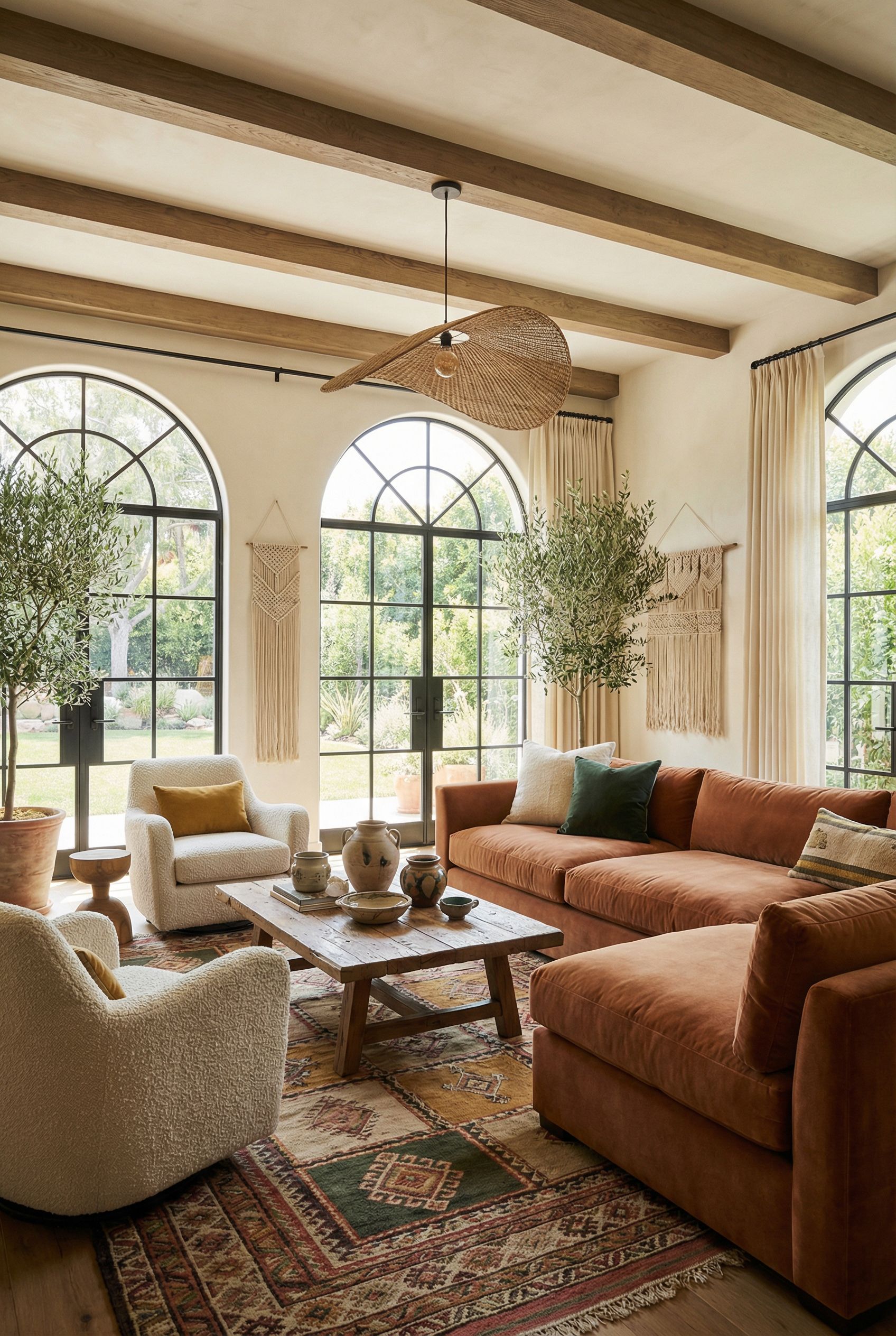 $100,000 Bohemian Luxe Living Room Aesthetic