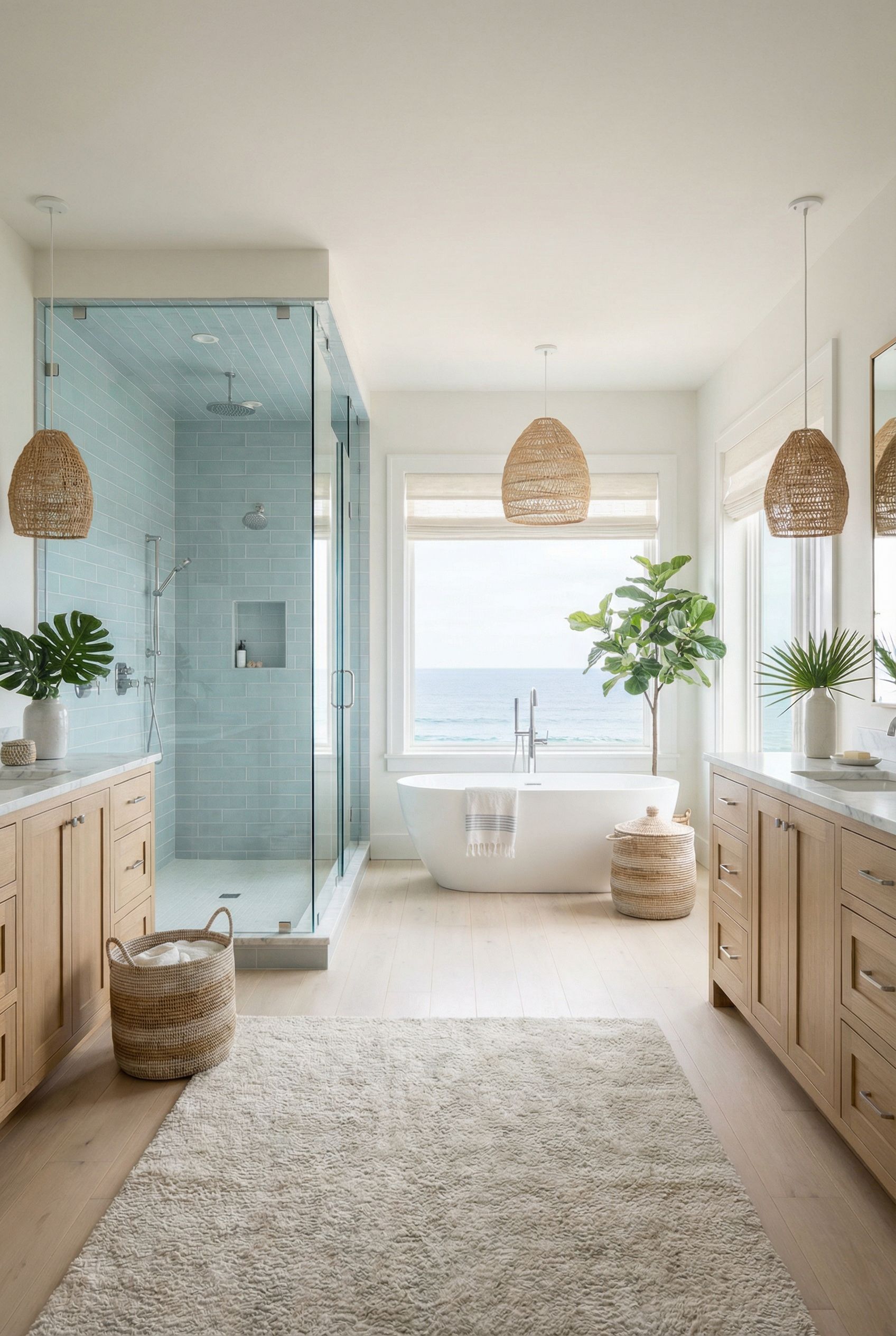 $100,000 Coastal-Inspired Primary Bathroom Retreat