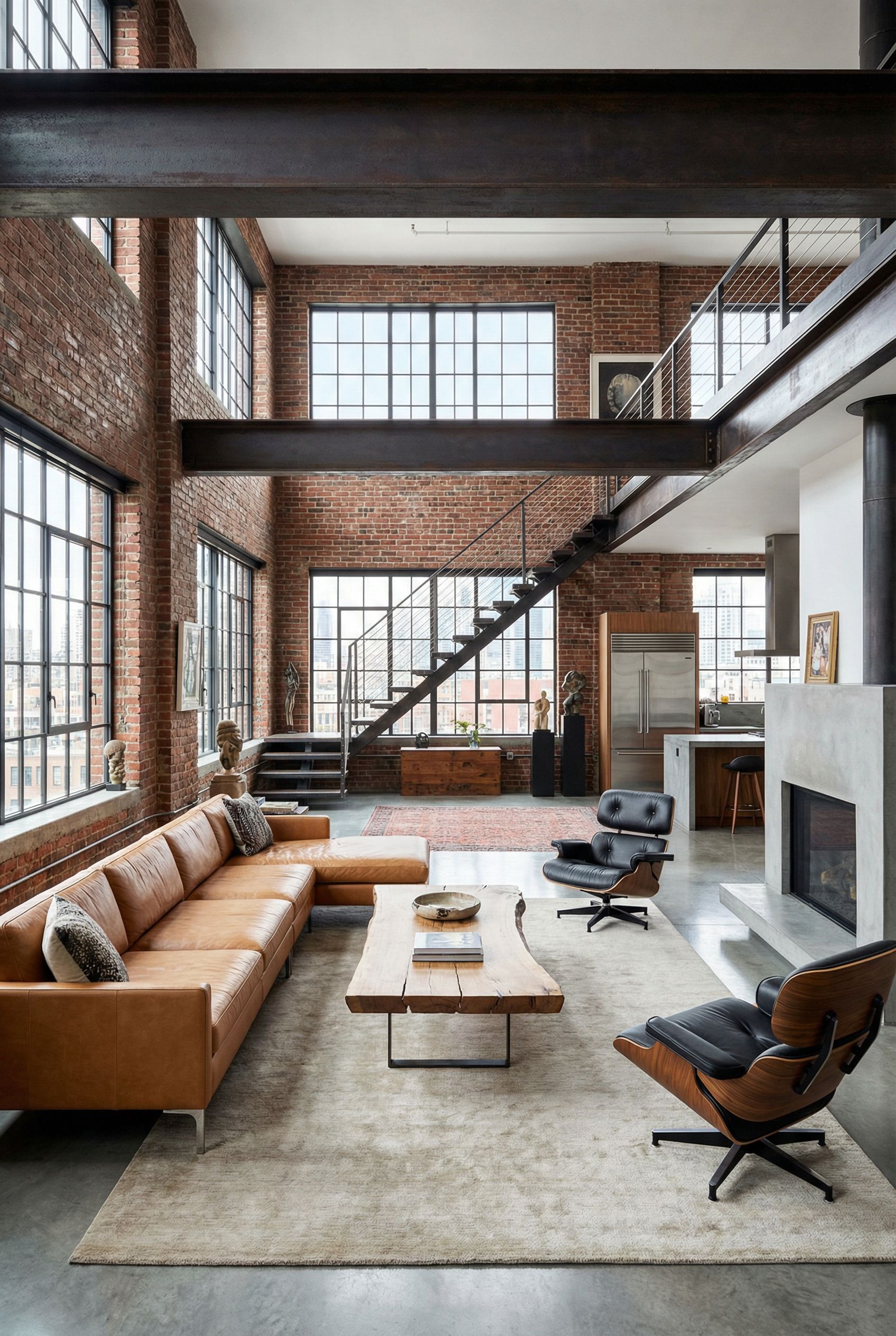 $100,000 Industrial Loft-Style Living Room