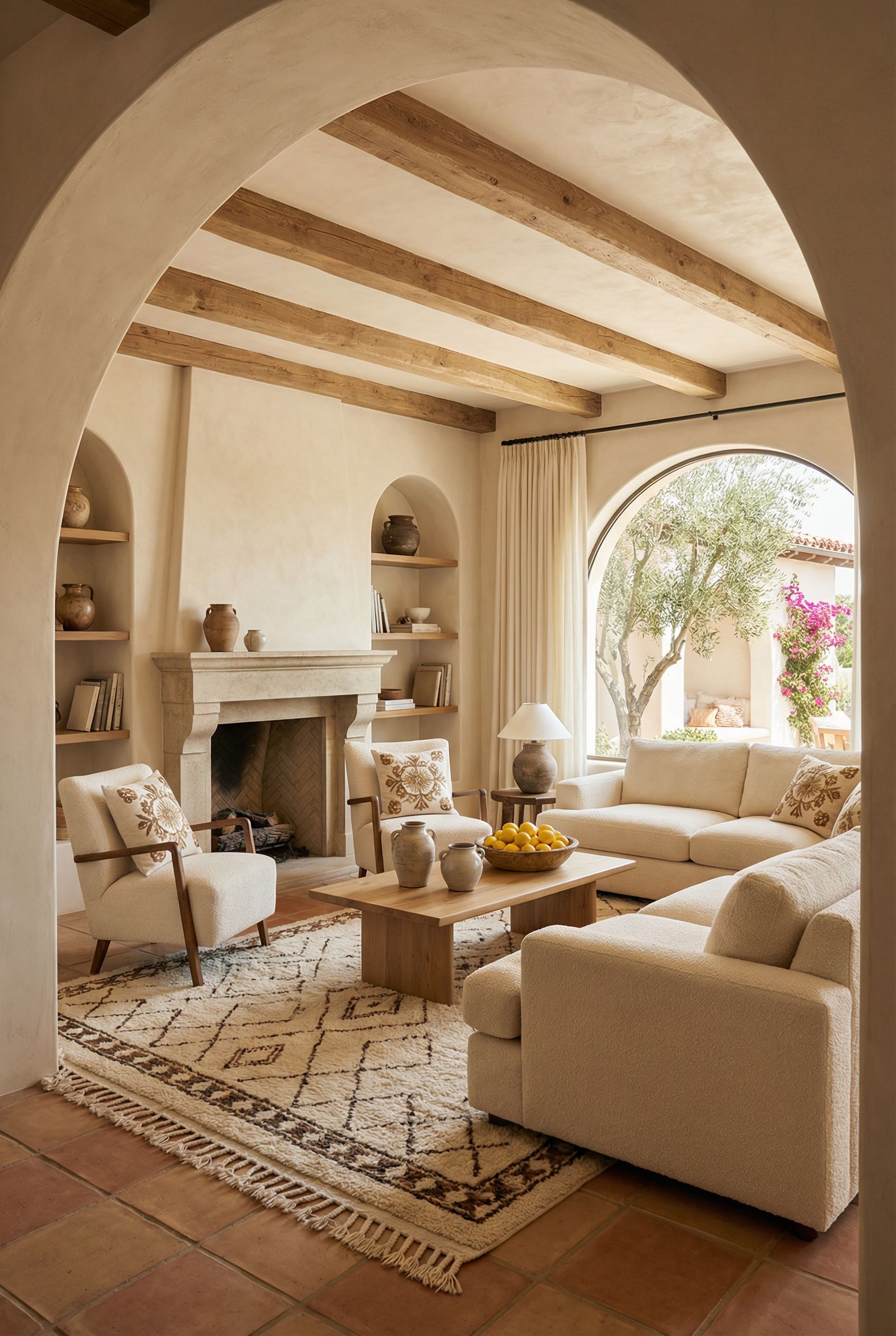 $100,000 Mediterranean-Style Living Room Sanctuary