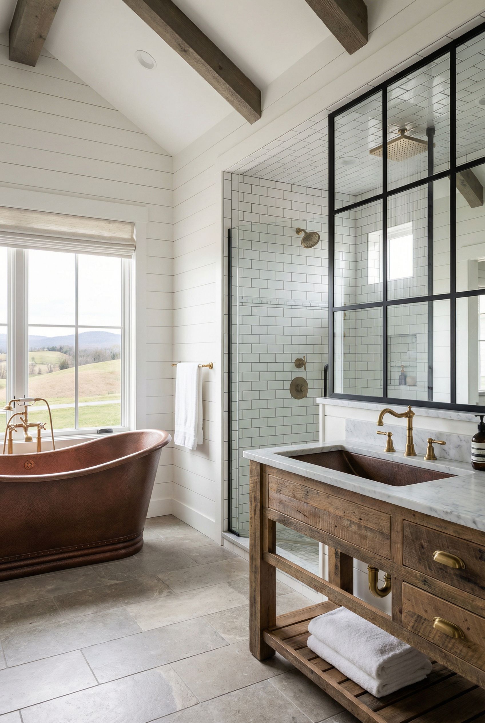 $100,000 Modern Farmhouse Primary Bathroom