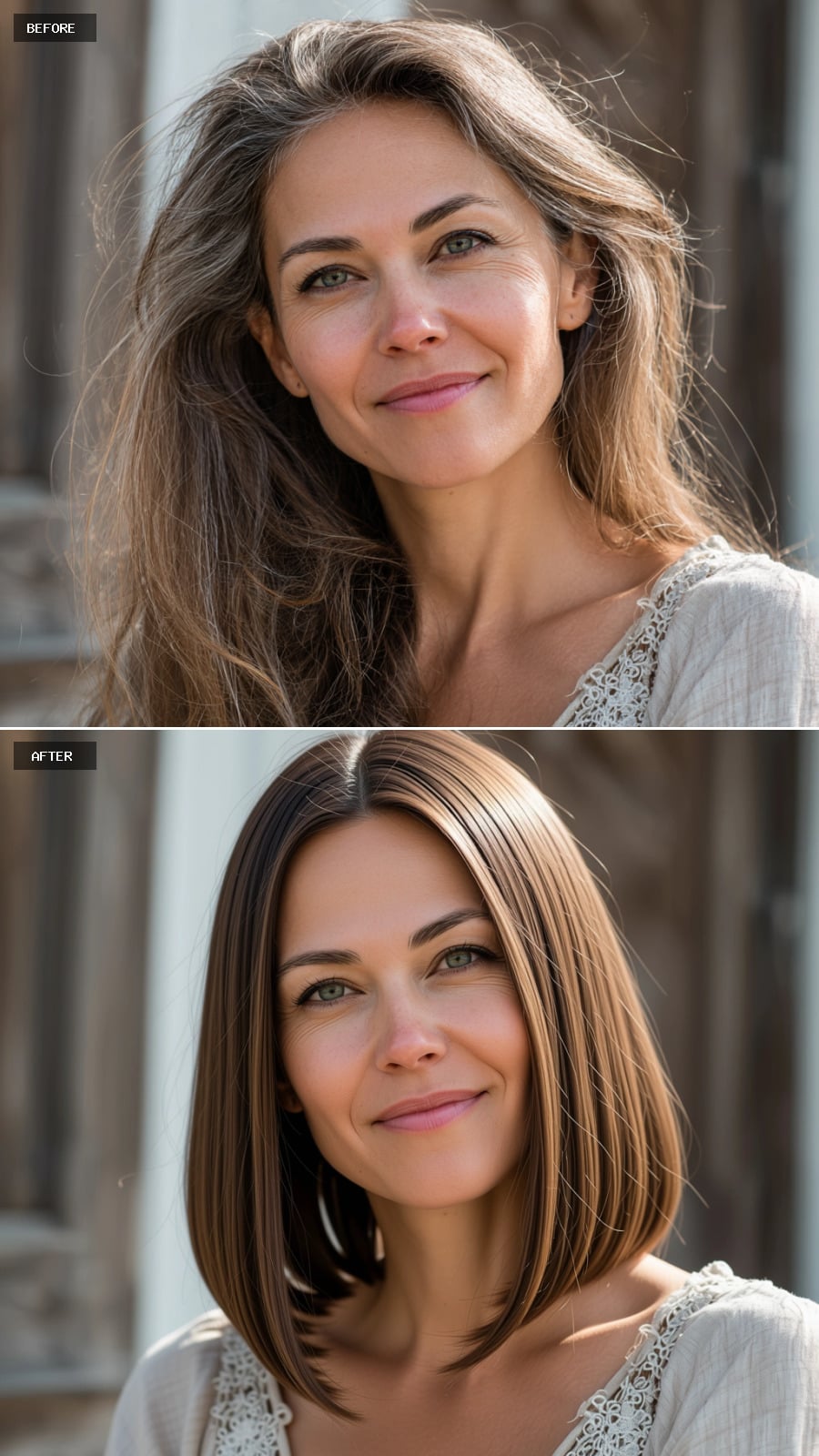 Sophisticated Shoulder-Length Cut in Ash Brown