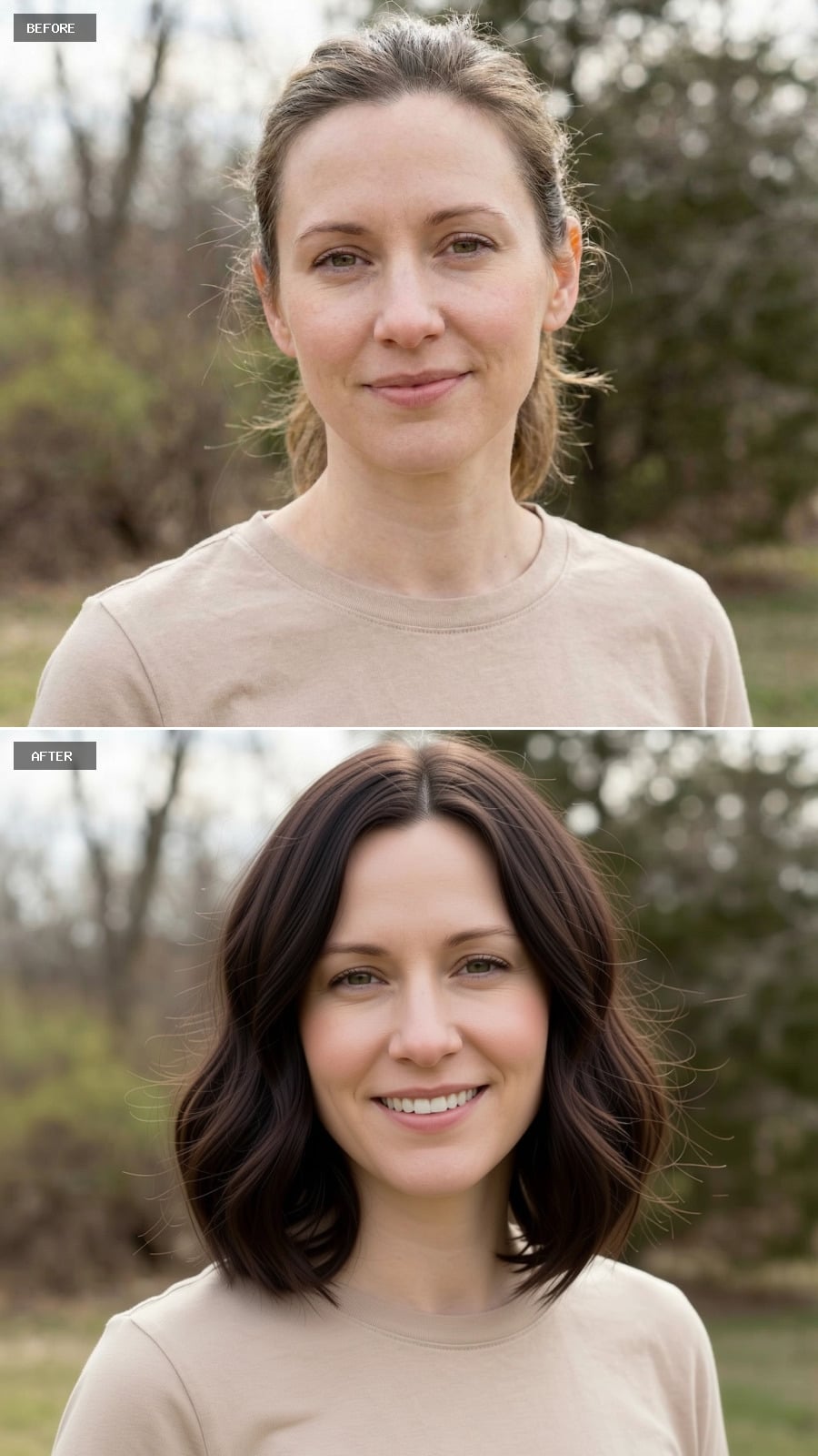 Layered Brunette with Golden Ribbon Highlights