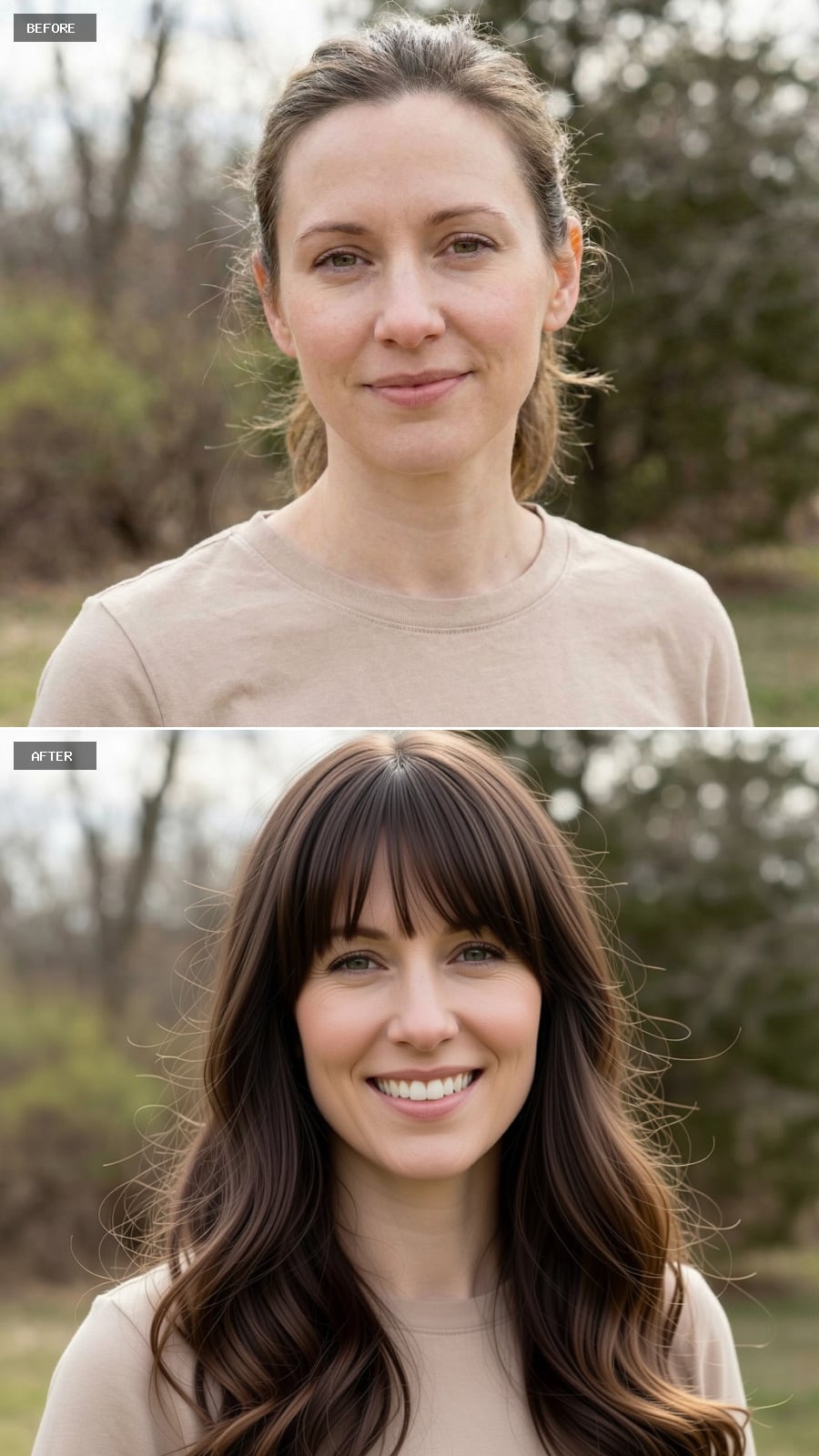 Bouncy Curls with Warm Chestnut Dimension
