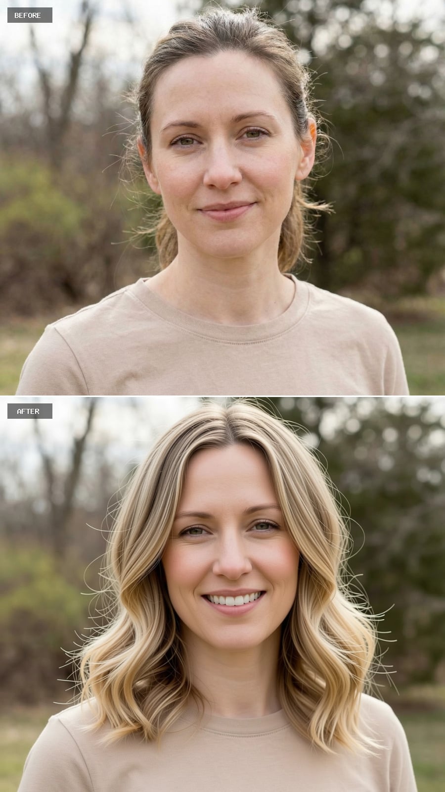 Tousled Midi Cut with Butterscotch Balayage