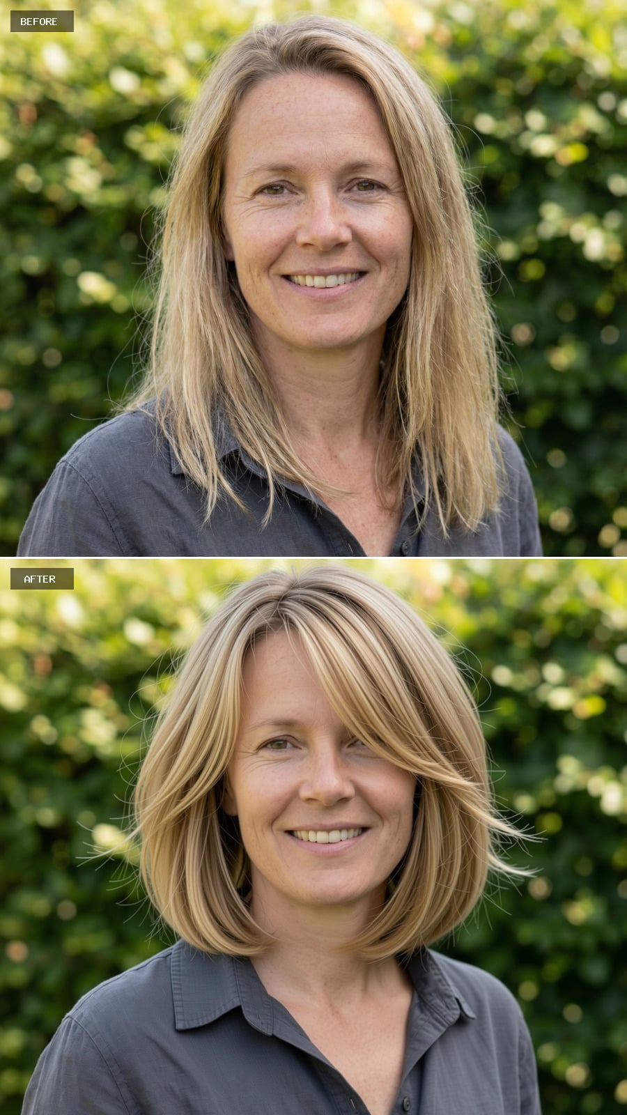 Jaw-length Textured Bob With Soft Choppy Layers, Warm Honey Blonde, Lightly Tousled Finish