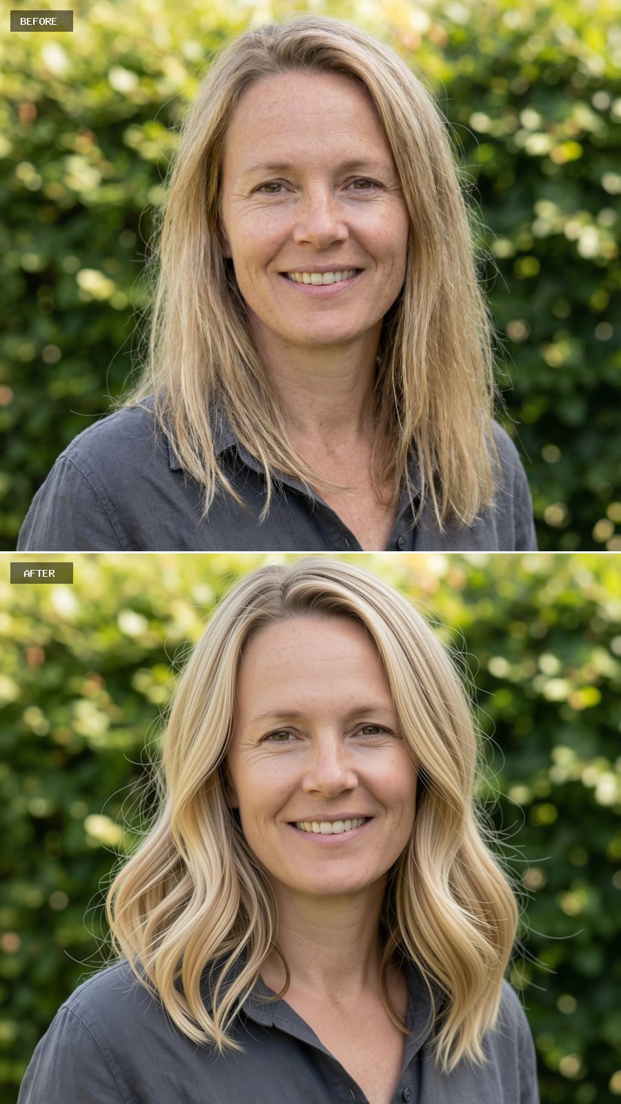 Shoulder-length Lob With Loose Beach Waves, Buttery Blonde With Soft Lowlights