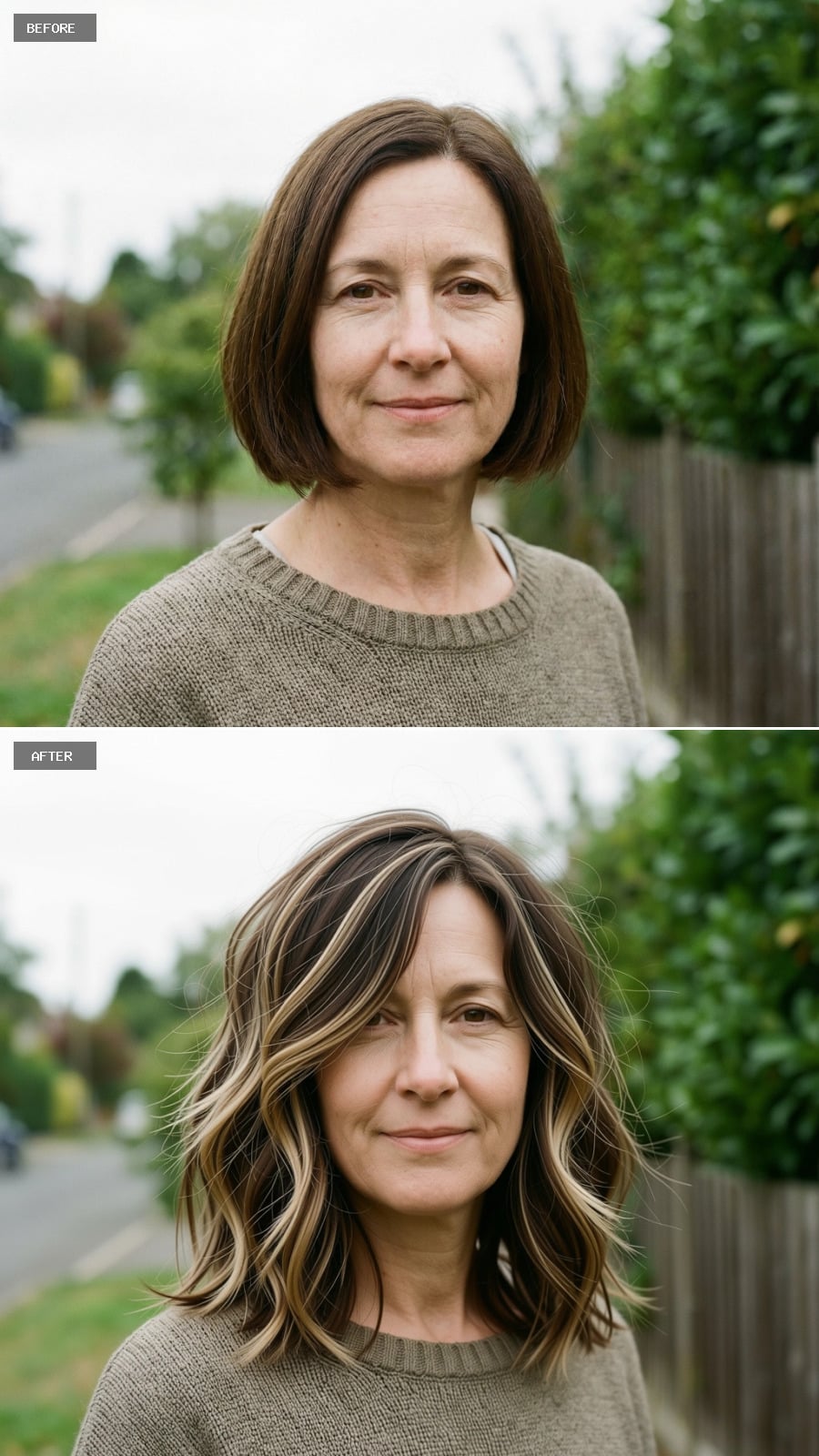 Medium-length Shag With Feathered Layers, Smoky Brunette With Beige Balayage, Lived-in Texture