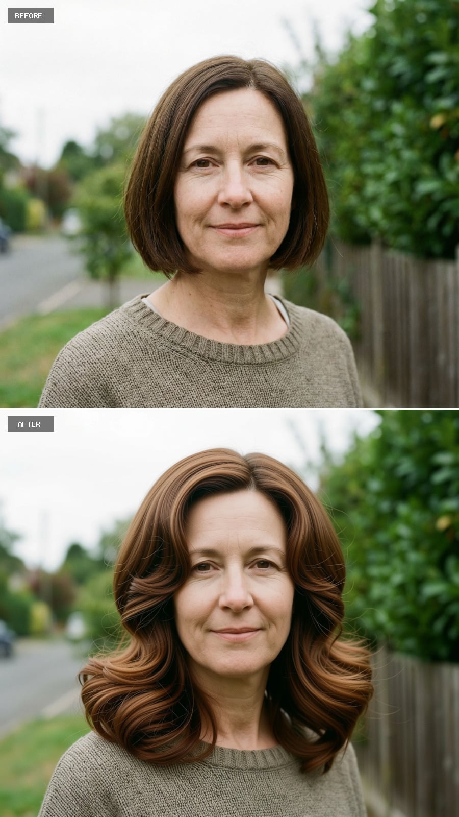 Shoulder-length Cut With Flipped-out Ends, Warm Cocoa Brown, Retro-inspired Styling With Movement