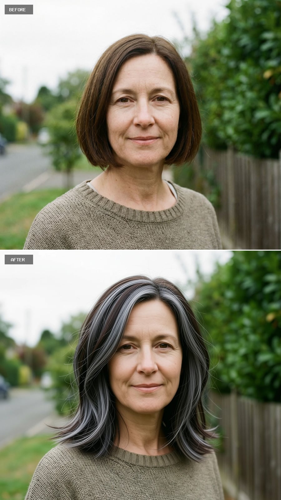 Medium-length Layered Cut With Dark Brunette Base And Cool Ash Balayage, Modern Refined Look