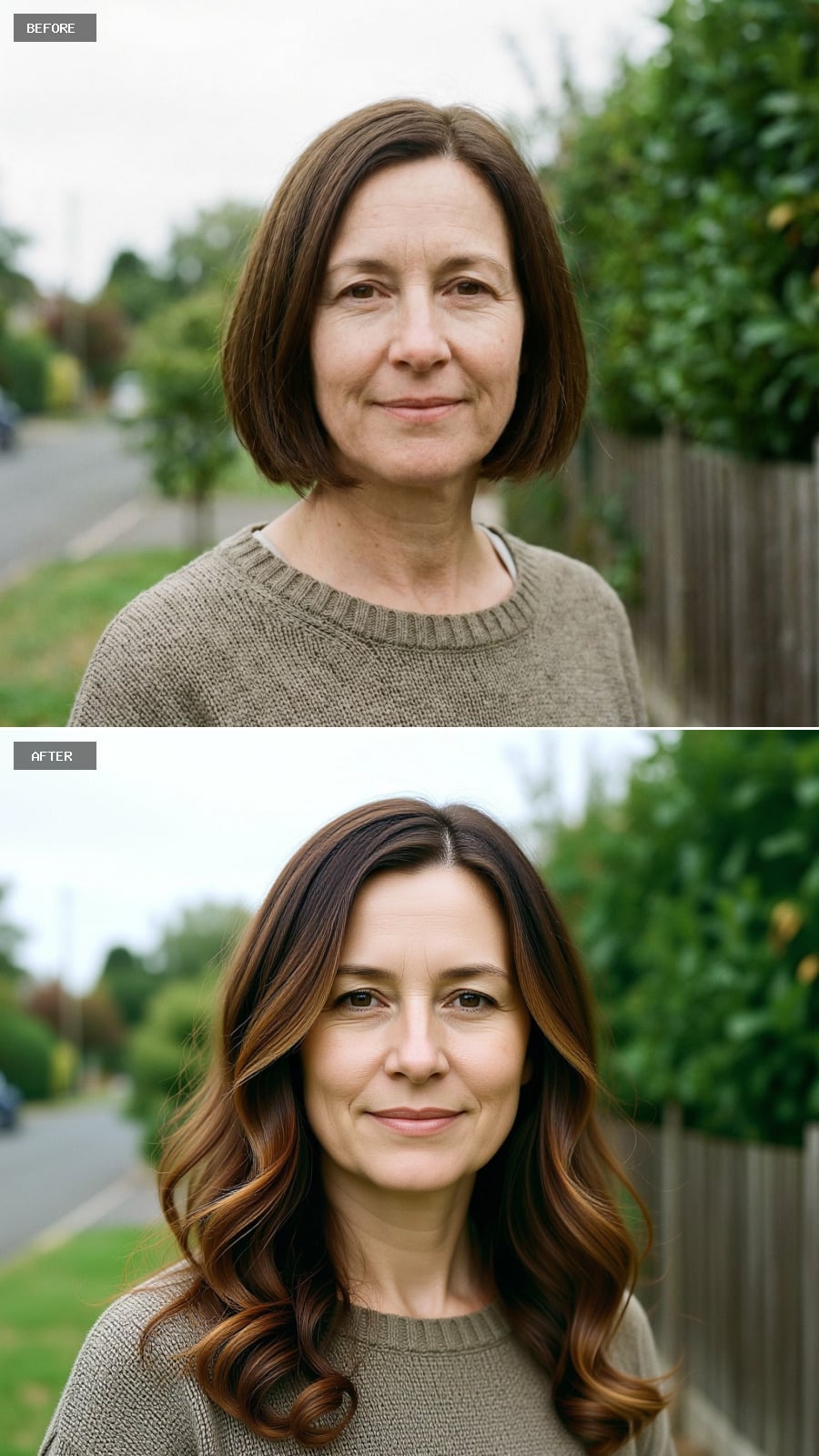 Long Layered Cut Dyed Warm Chocolate Brown With Subtle Toffee Highlights, Soft Curls At The Ends