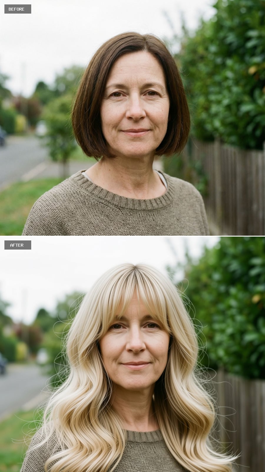 Extra-long Hair With Center-parted Curtain Bangs, Soft Pearl Blonde, Loose Polished Waves