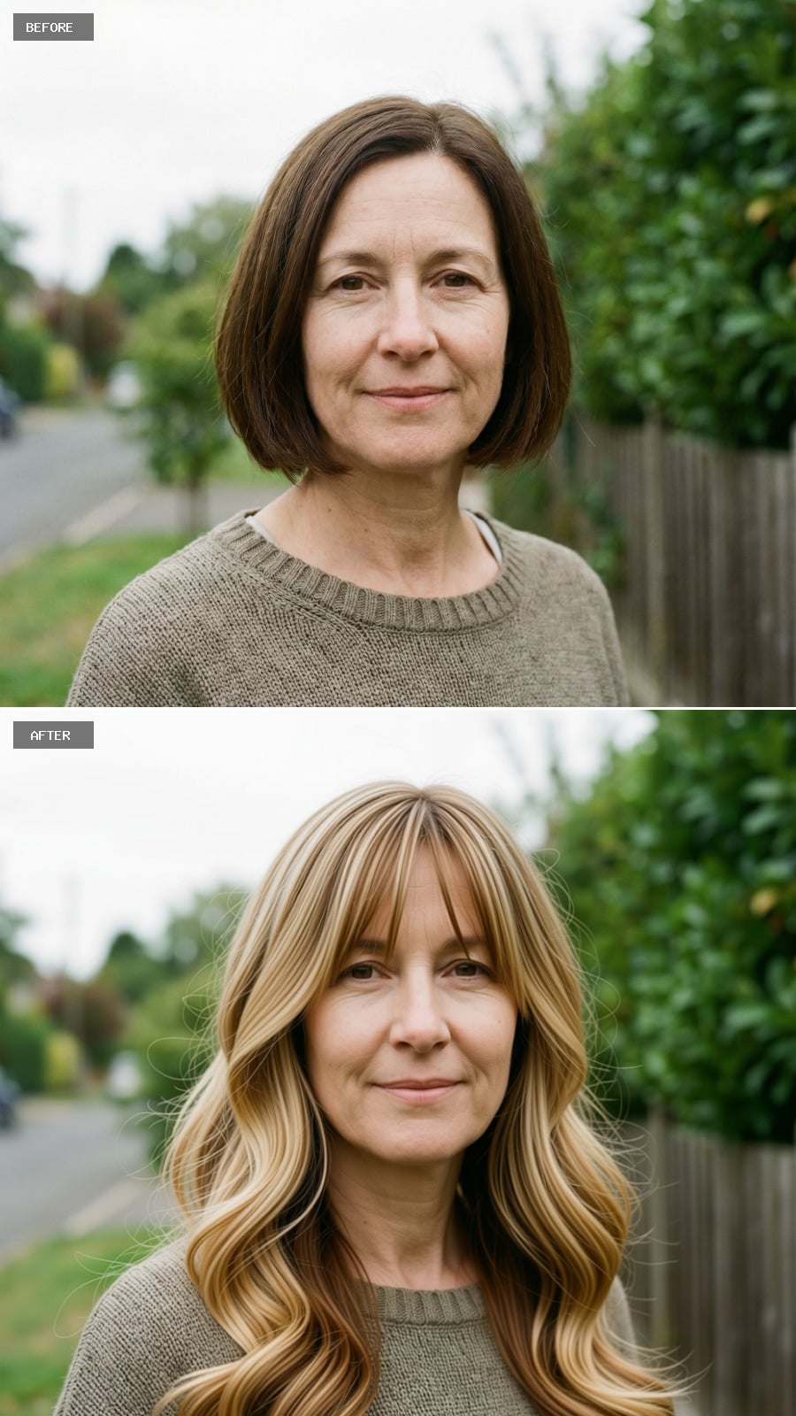 Long Hair With Face-framing Layers Starting At The Cheekbones, Honey Blonde With Lighter Ribbons, Soft Natural Waves