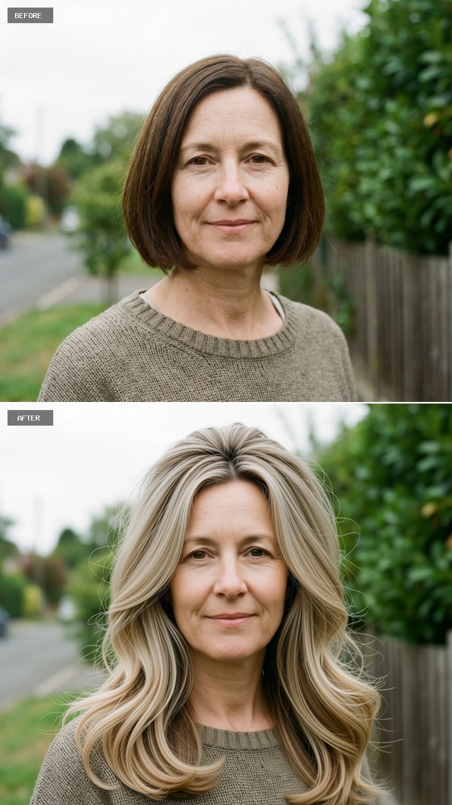 Long Layered Cut With Rounded Ends And Crown Volume, Neutral Blonde With Soft Root Melt, Airy Blow-dry Finish