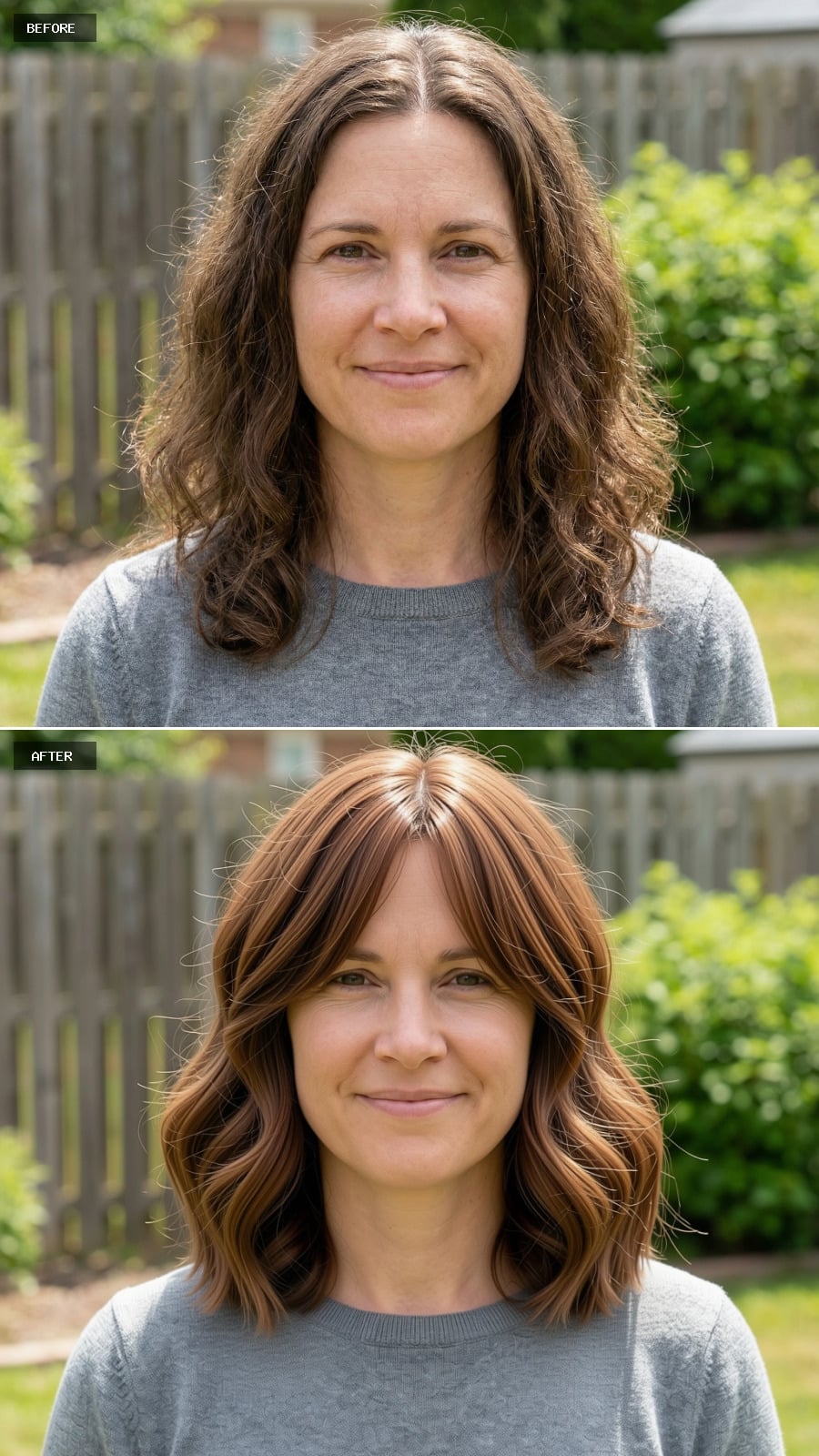 Soft Layered Collarbone-length Lob With Subtle Face-framing Pieces, Warm Chestnut Brown Color, Gentle Blowout With Movement, Natural Everyday Styling