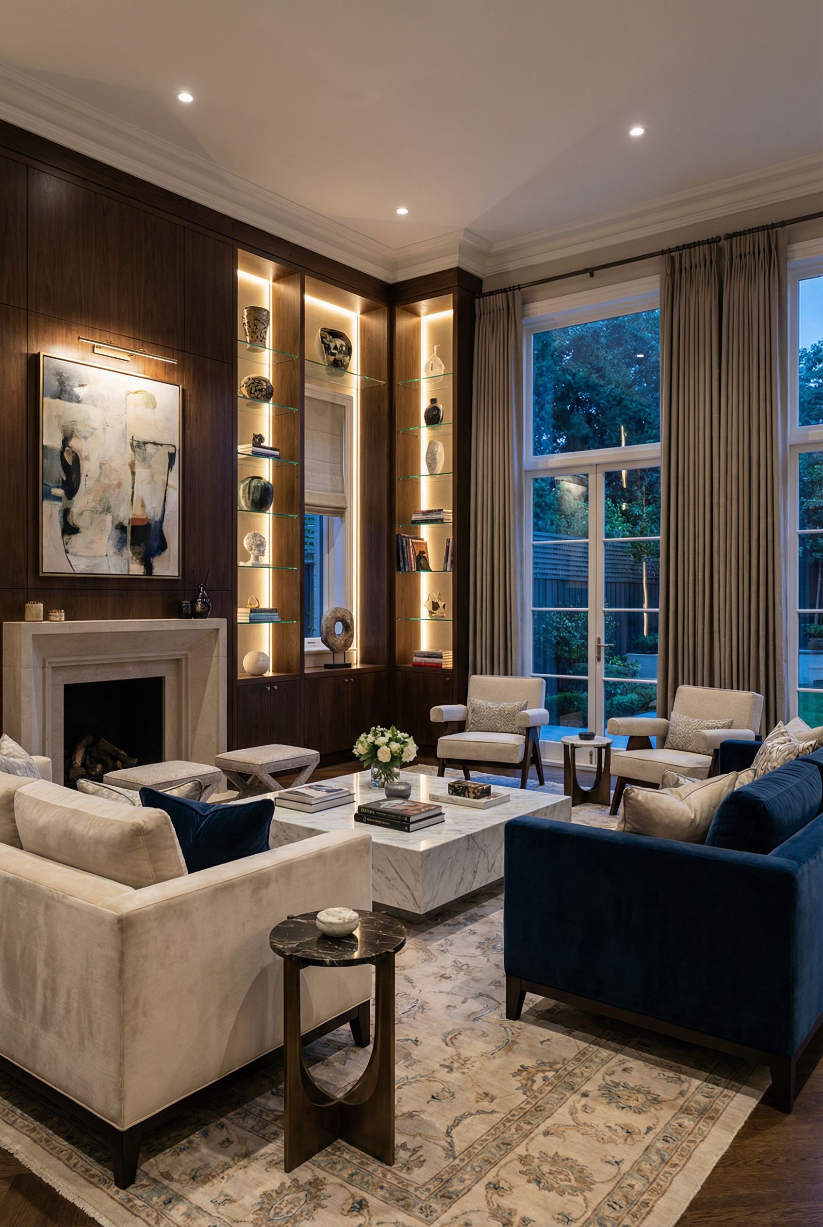 Luxury Living Room Design Featuring Bespoke Built-In Cabinetry