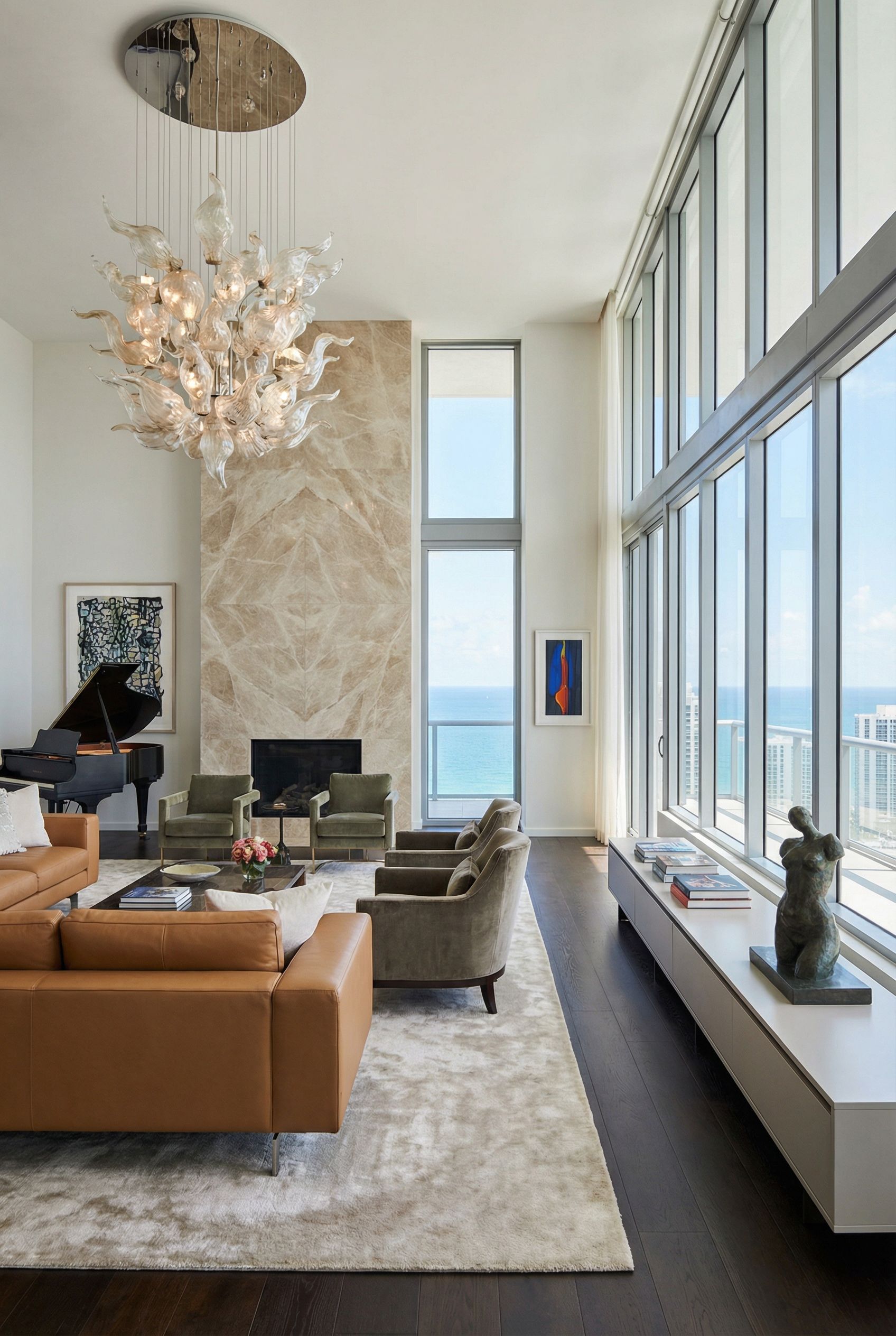 Luxury Living Room Design with Floor-to-Ceiling Windows