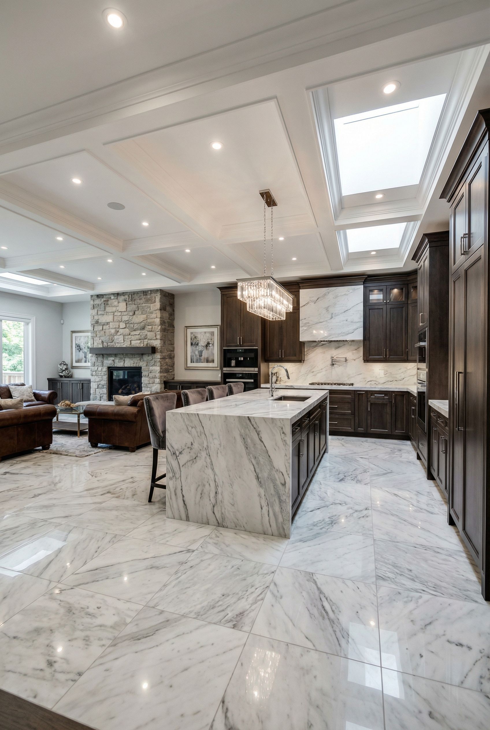 Luxury Open Concept Kitchen with Italian Marble