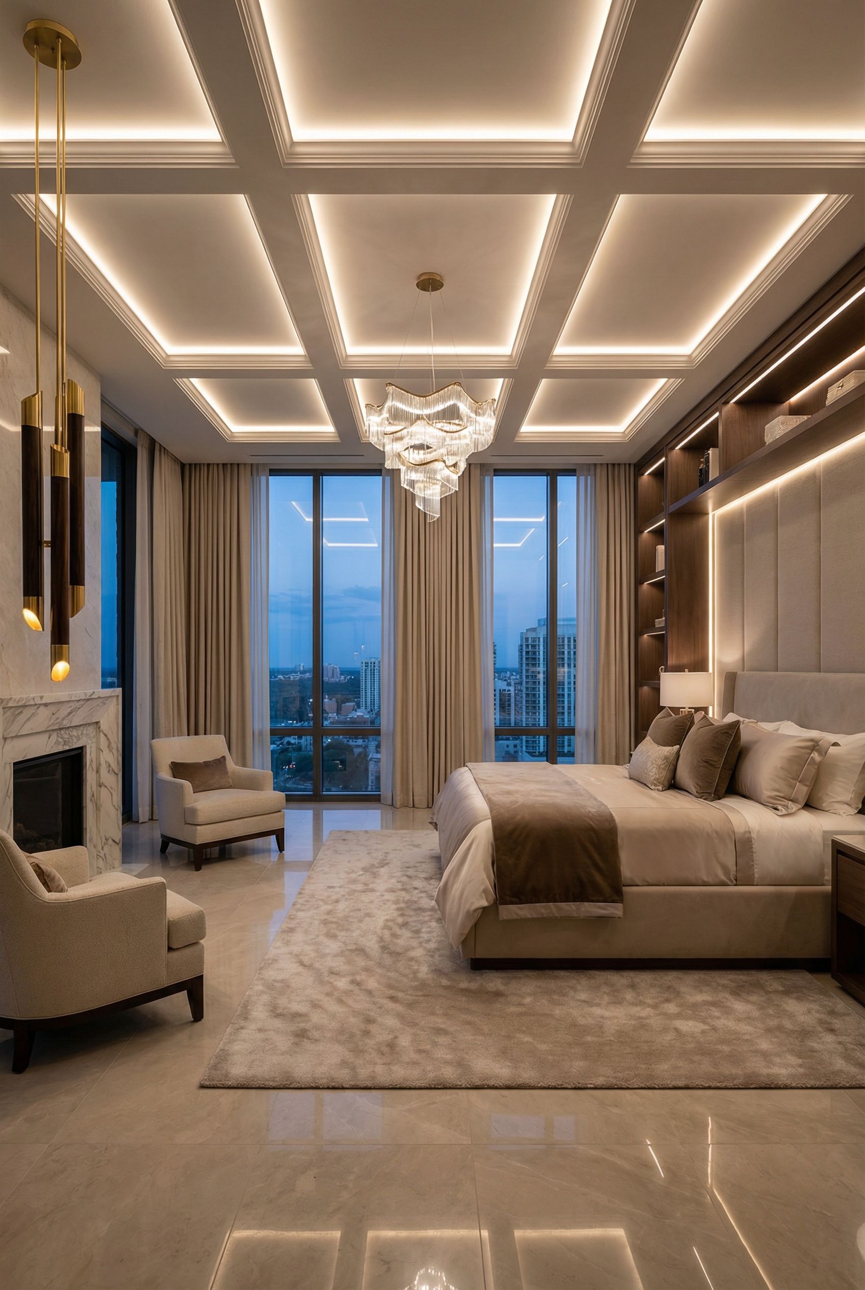 Luxury Primary Bedroom with Bespoke Lighting Design