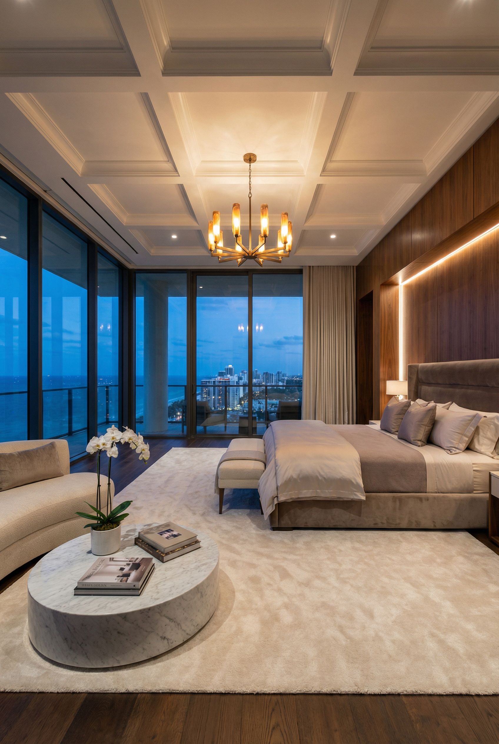 Luxury Primary Bedroom with Floor-to-Ceiling Window Wall