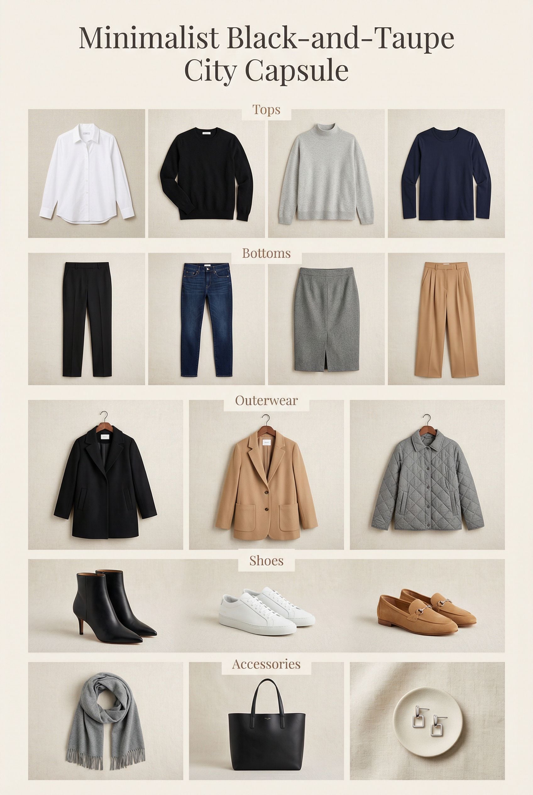 Minimalist Black-and-Taupe City Capsule