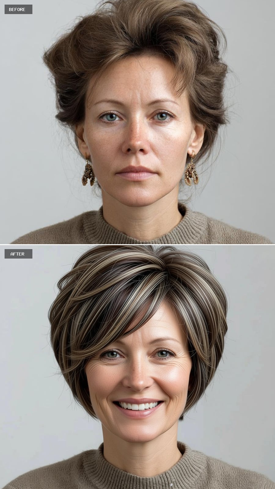 Youthful Glow on a Round Face in Her Early 40s