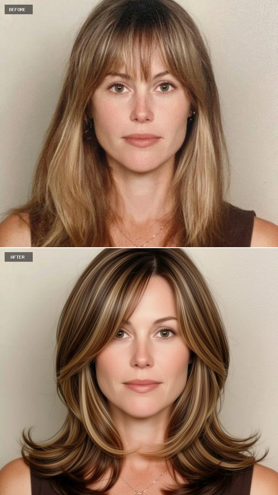 Porcelain Complexion Enhanced by Warm Balayage