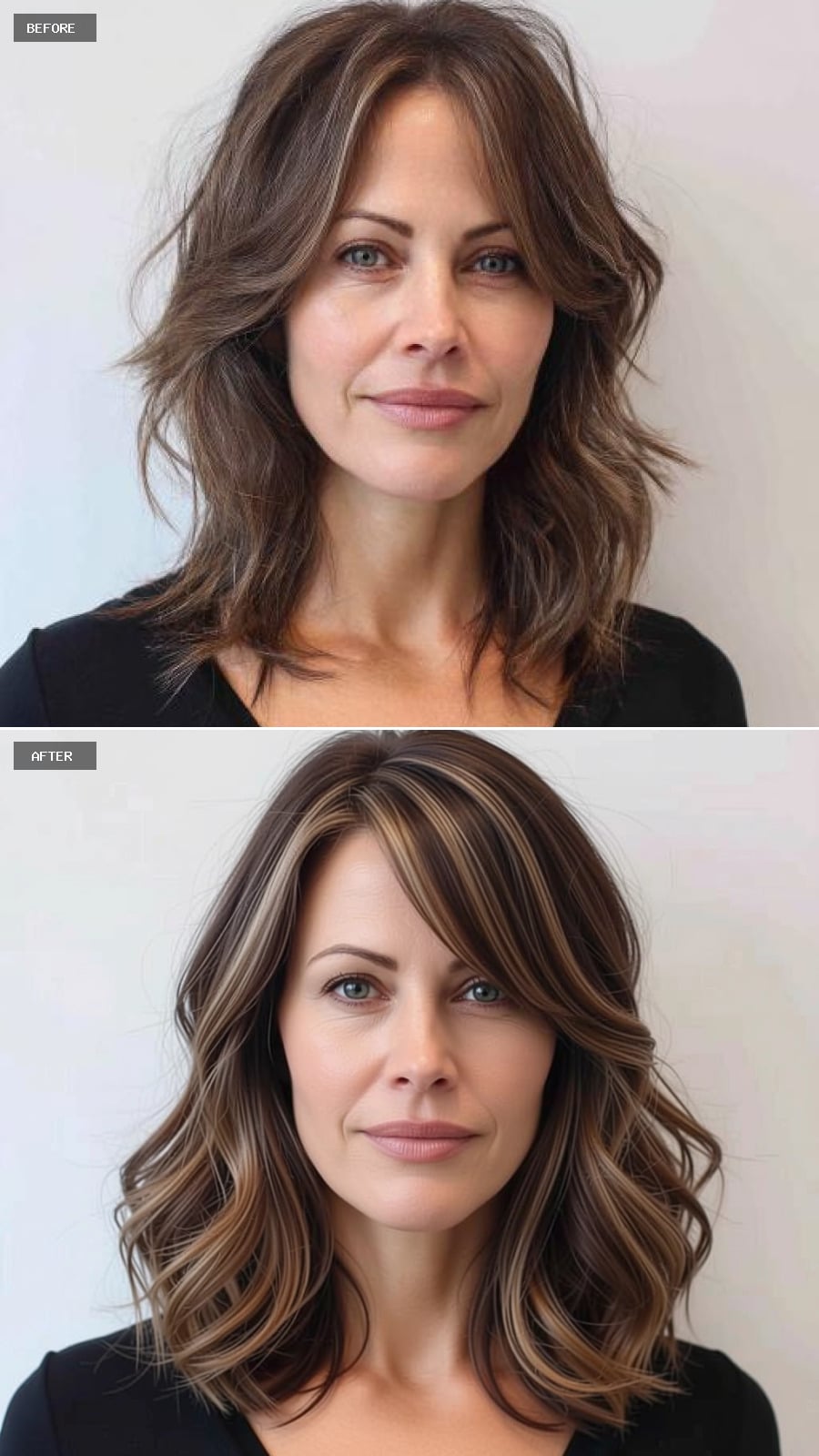 Triangle Face Shape Balanced with Voluminous Layers