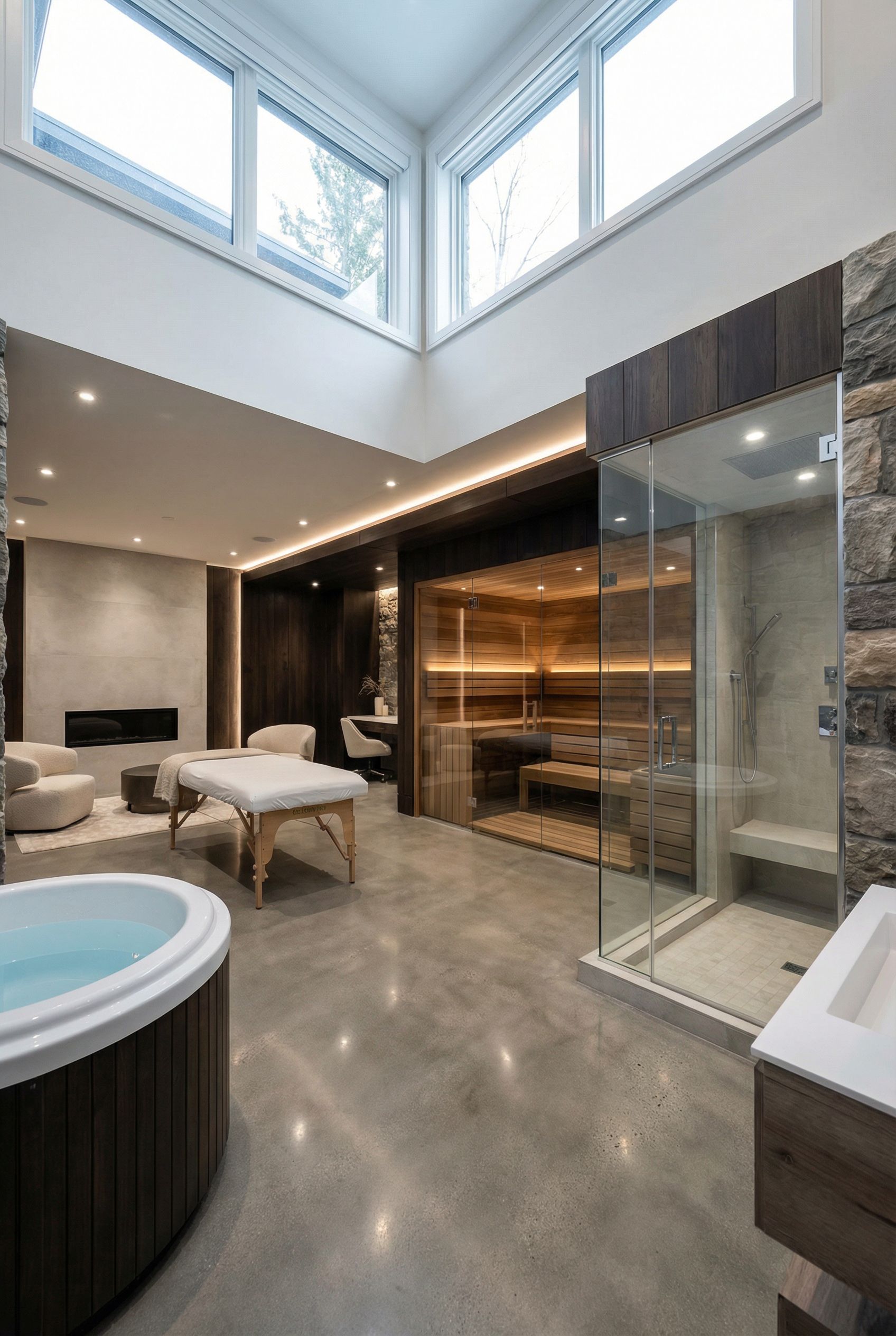 Open Concept Basement Spa and Wellness Suite