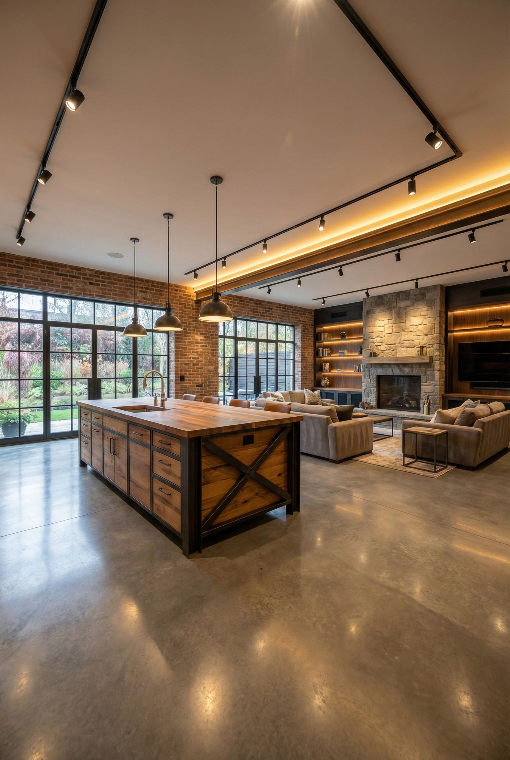 Open Concept Finished Loft with Designer Lighting