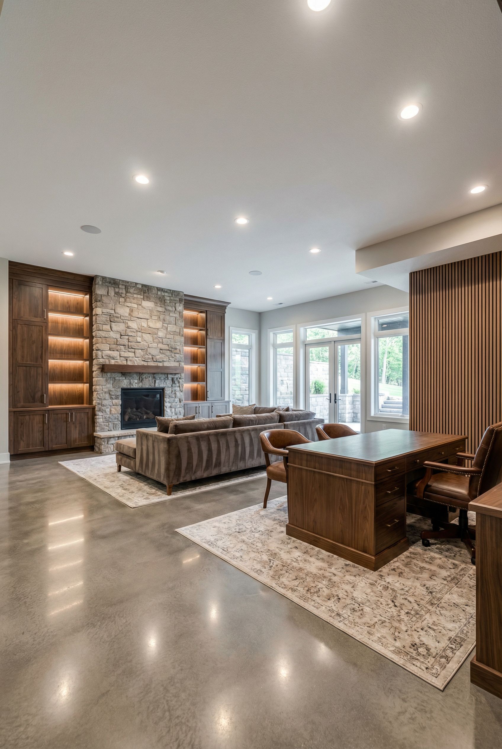 Open Concept Home Office with Built-Ins