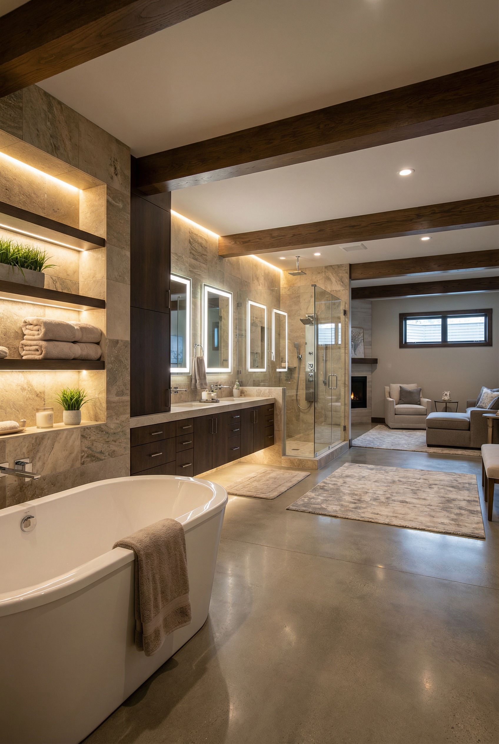 Open Concept Spa Bathroom Finished Design