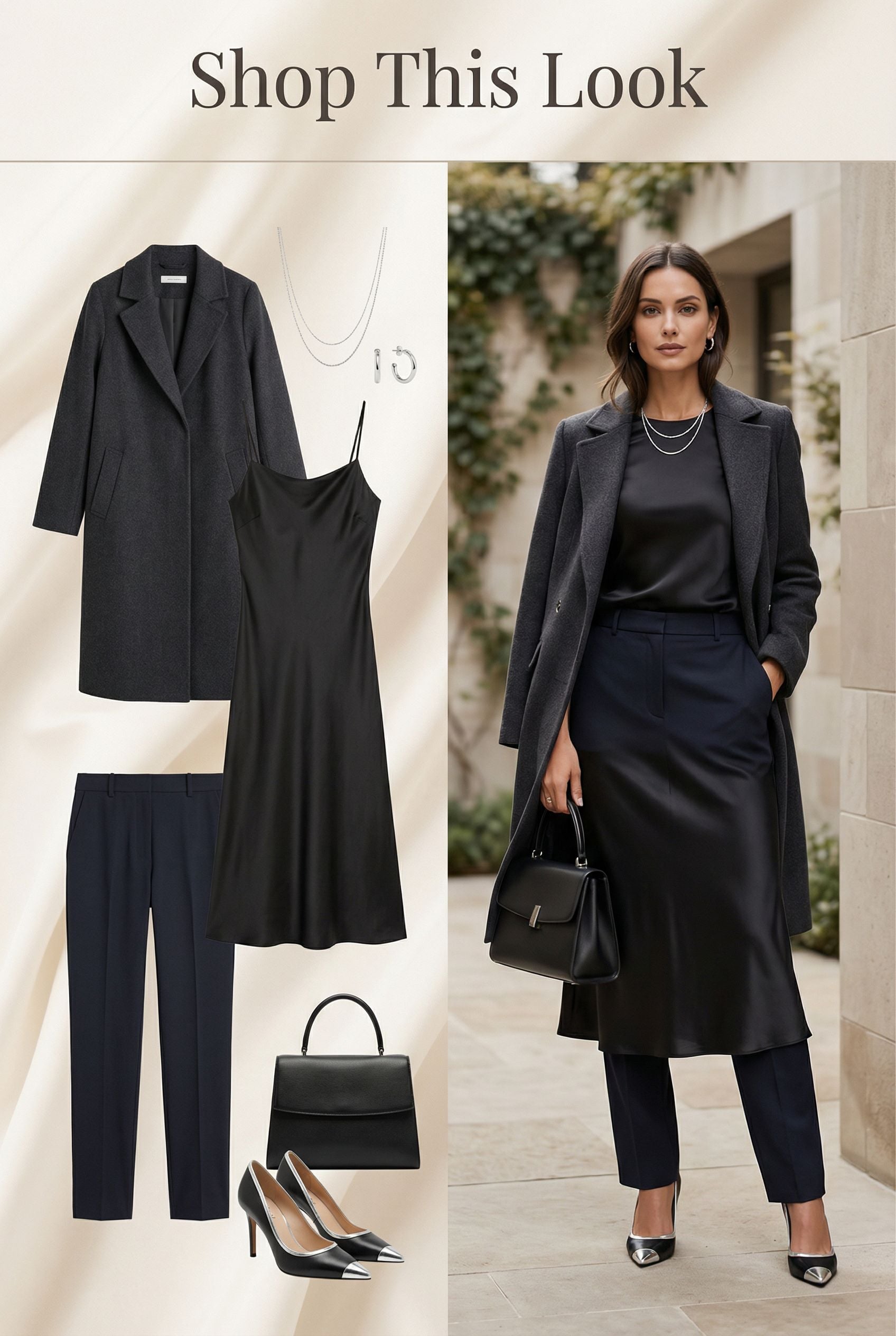 Sophisticated Black Midi Dress Date Night Look with Statement Heels