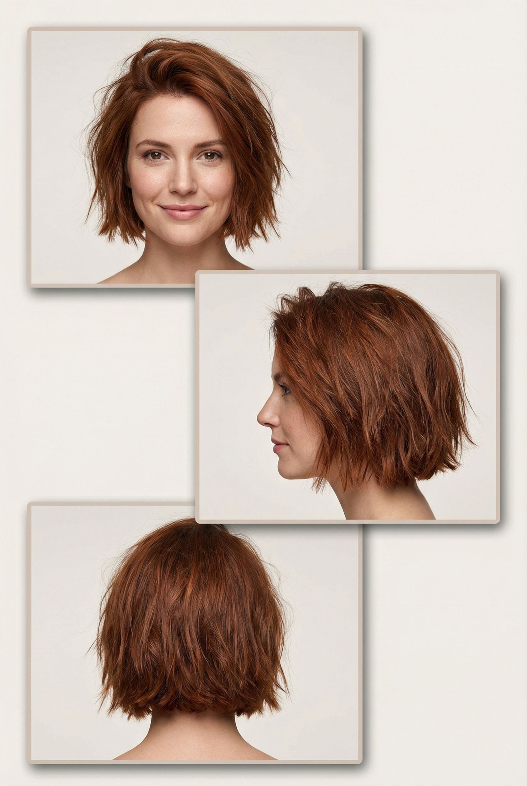 Textured Bob with Choppy Ends and Tousled Crown Volume