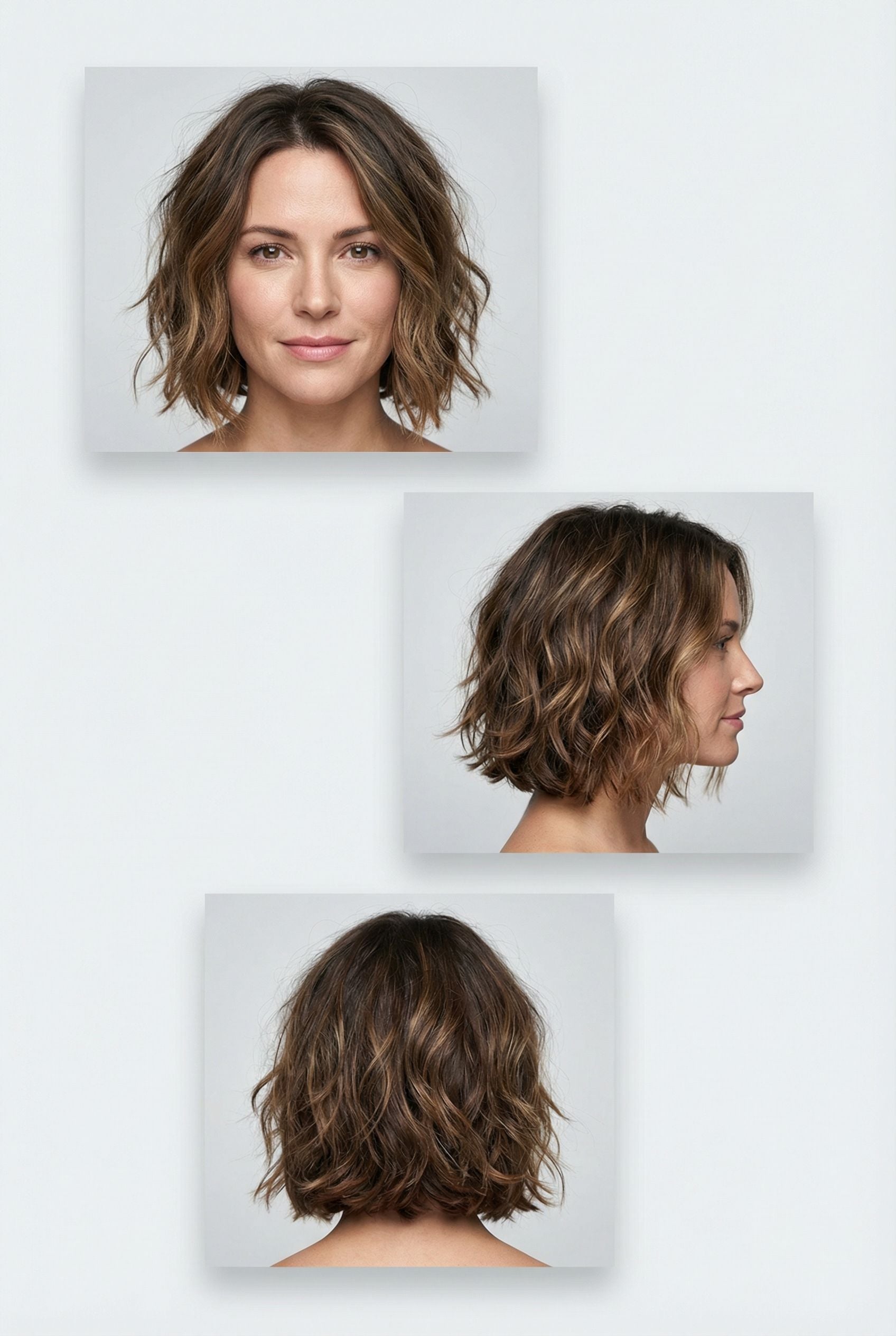 Tousled Wavy Bob with Dimensional Highlights and Airy Layers