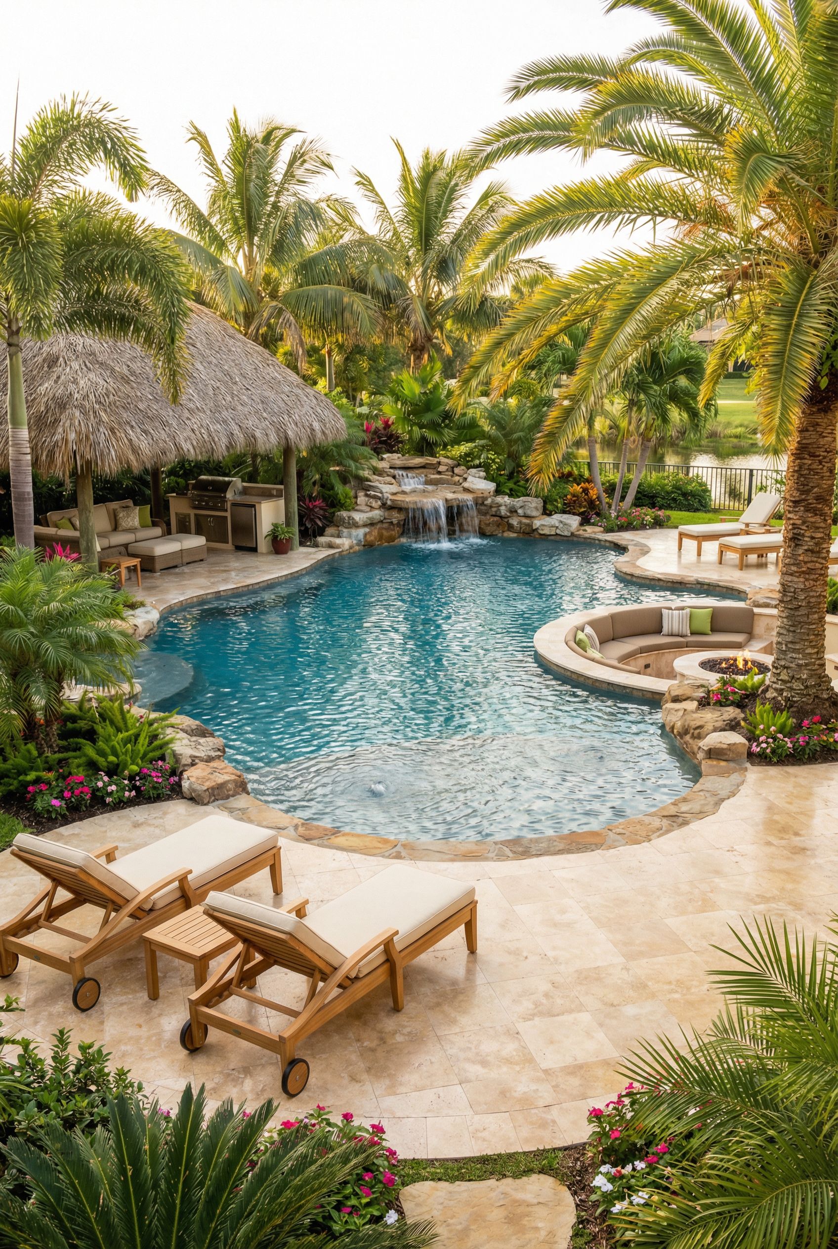 Tropical Paradise Luxury Pool Backyard Oasis