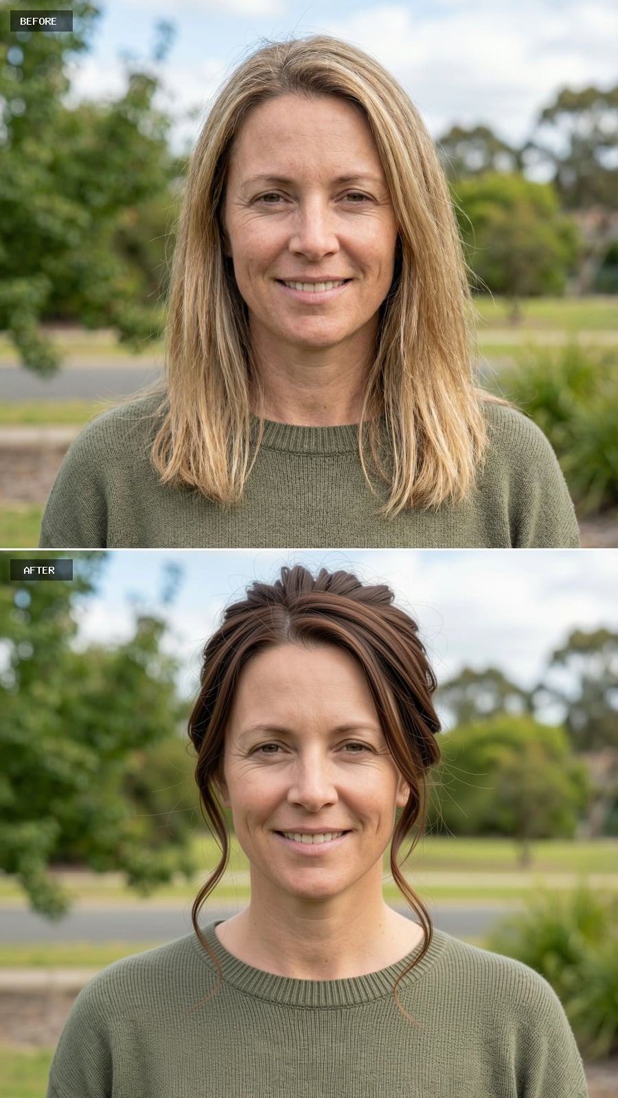 Loose Chignon Updo With Soft Tendrils, Natural Brunette Color, Romantic And Understated