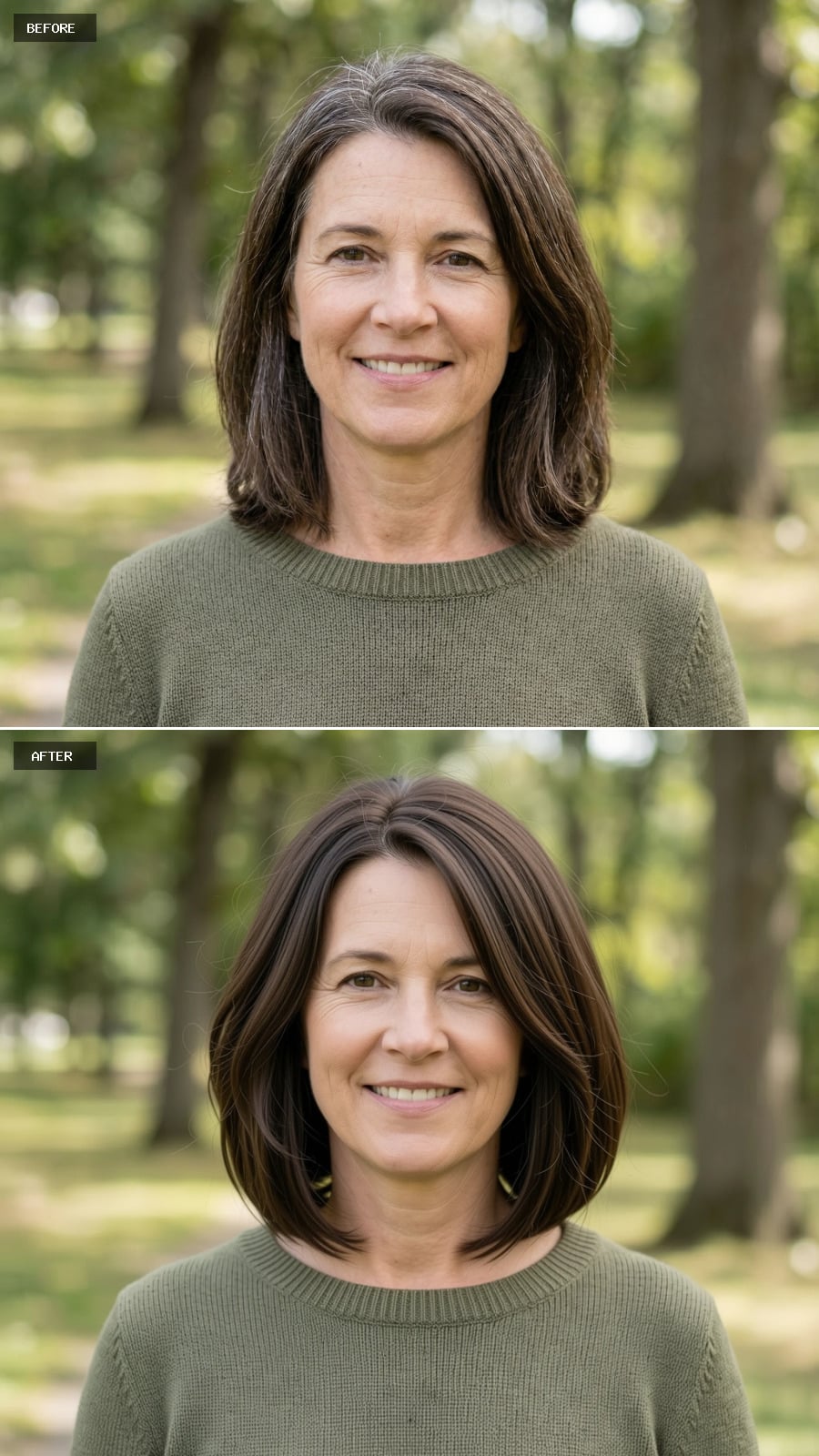 Chin-length Textured Bob In Natural Dark Brunette With Soft Movement And Airy Ends