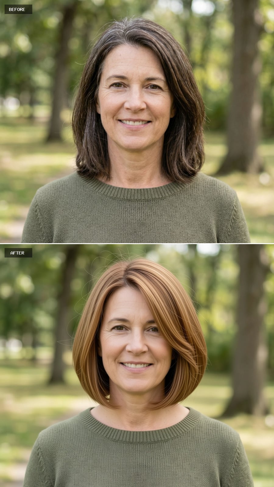 Jaw-length French Bob In Light Chestnut With A Soft, Casual Bend