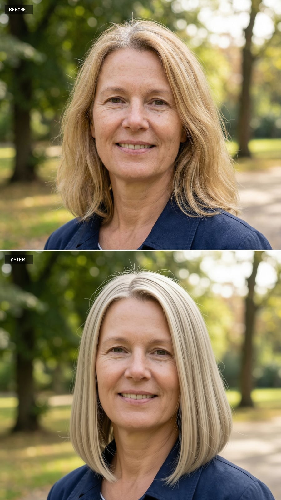 Sleek Shoulder-length Straight Cut In Neutral Blonde With A Clean, Polished Look