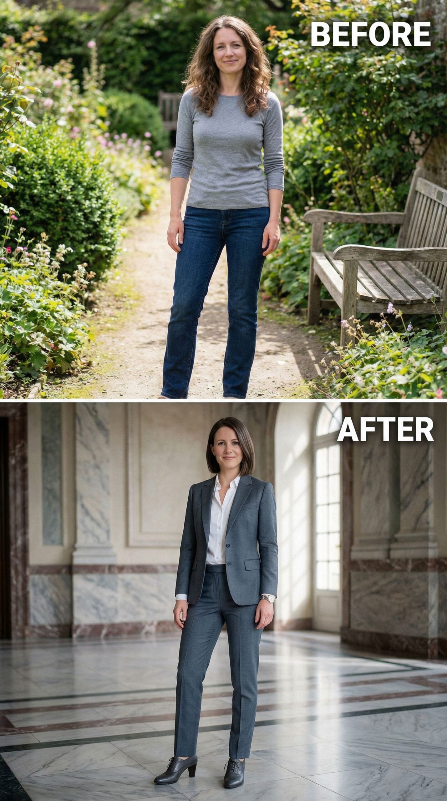 Gray Blazer Over White Button-Down Anchors the Power Minimalist