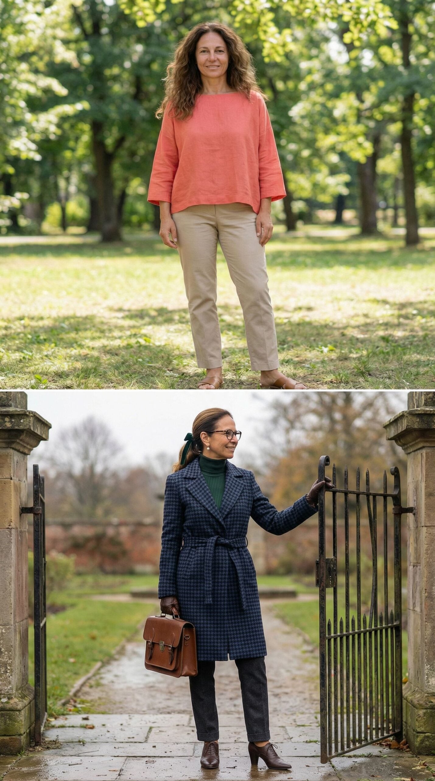 Belted Houndstooth Coat Over Dark Denim Adds Literary Edge