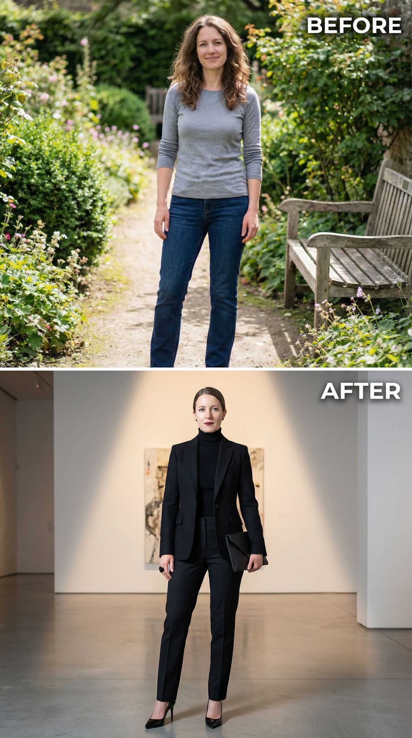 From Garden Casual to Boardroom Authority in One Black Suit