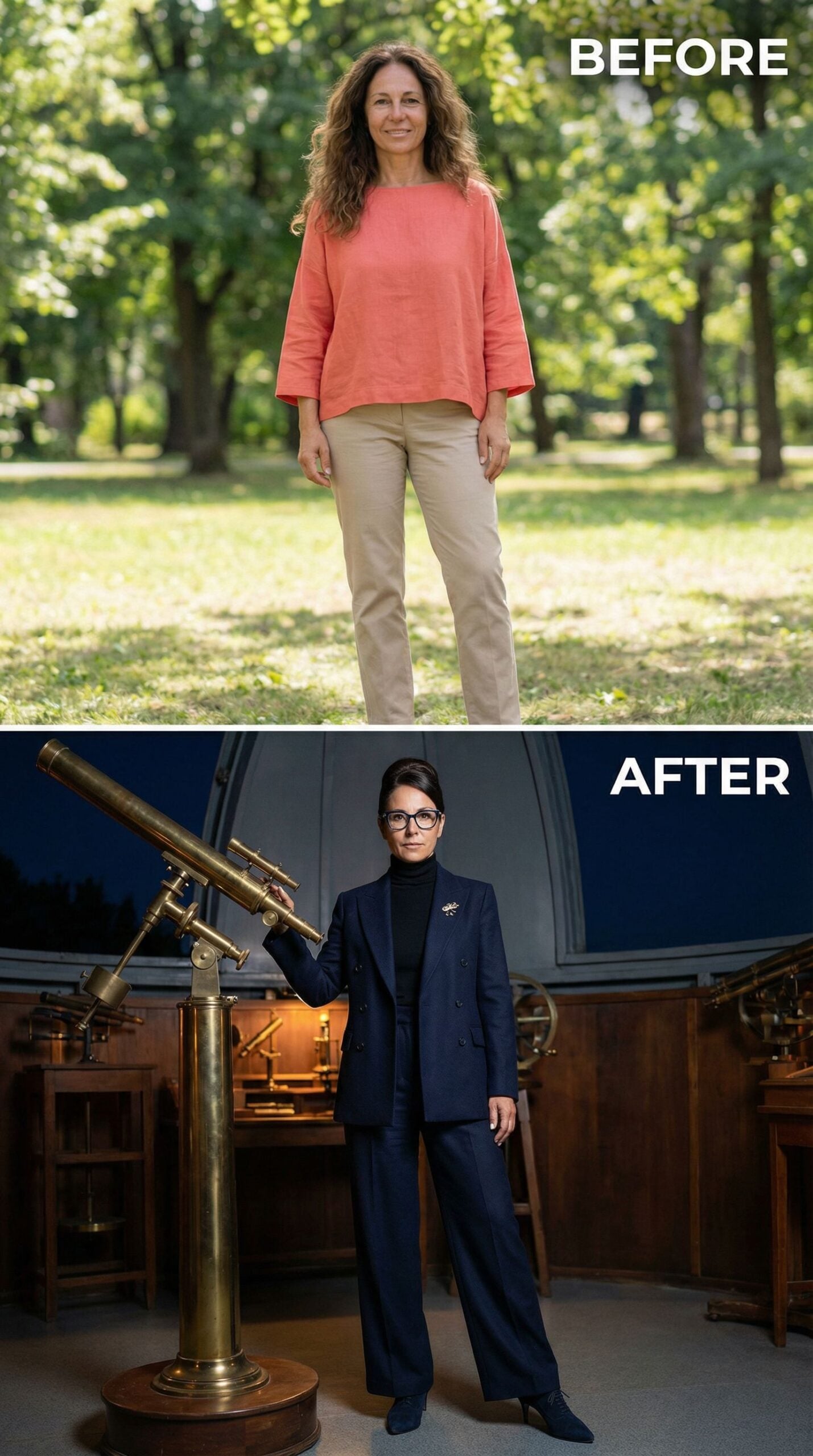 From Park Casual to Observatory Chic in a Navy Double-Breasted Suit