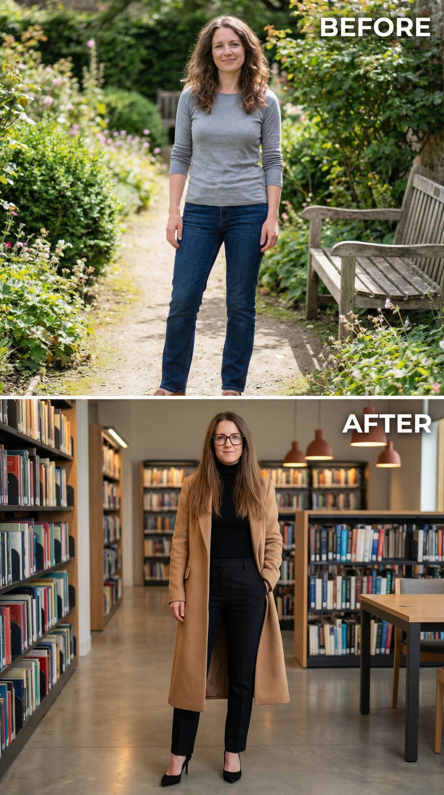 Camel Coat and Black Turtleneck Replace Weekend Denim