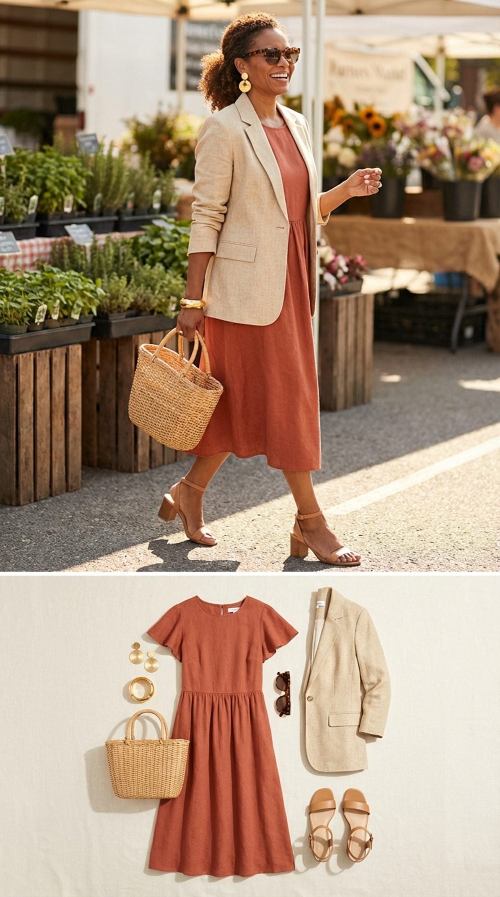 Terracotta Linen and Hammered Gold at the Saturday Farmers Market