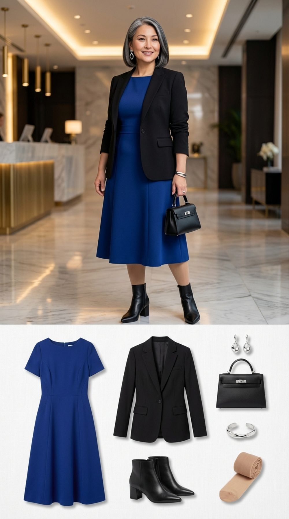 Cobalt Blue Crepe Power Midi for the Boardroom Lunch