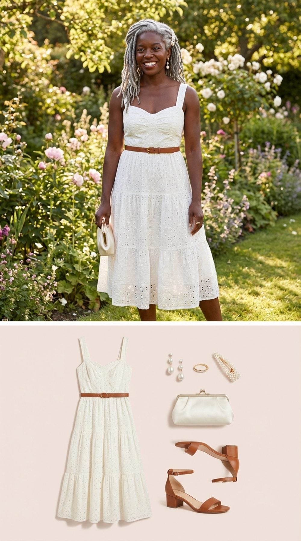 Ivory Broderie Anglaise at an Afternoon Garden Wedding