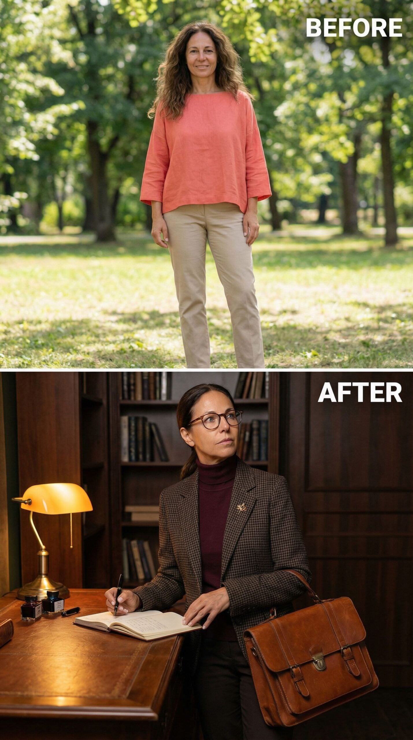 From Park Stroll to Power Desk in Houndstooth and Burgundy